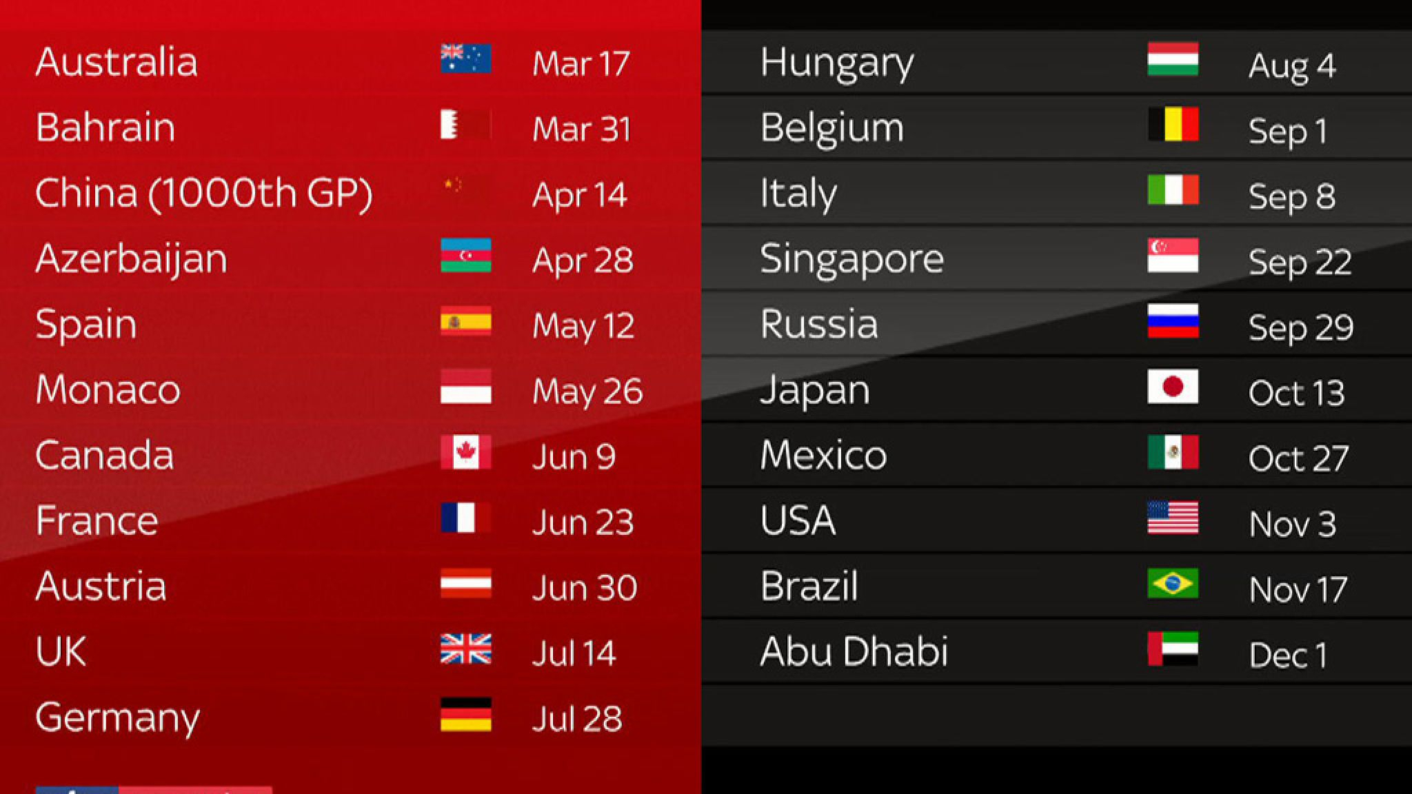 f1 2017 calendar dates