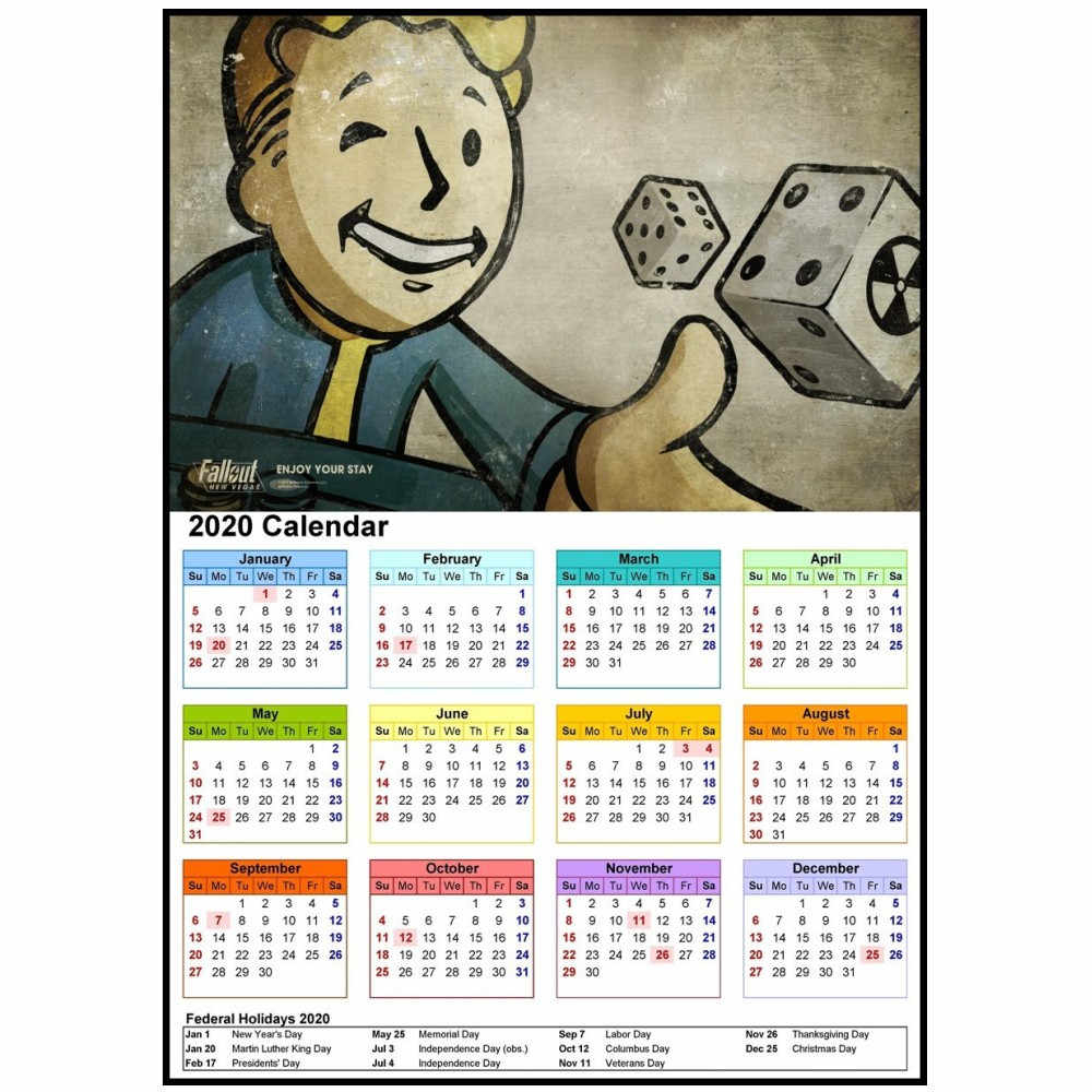 Fallout Series Game Retro 2019 Calendar Poster Upgrade To