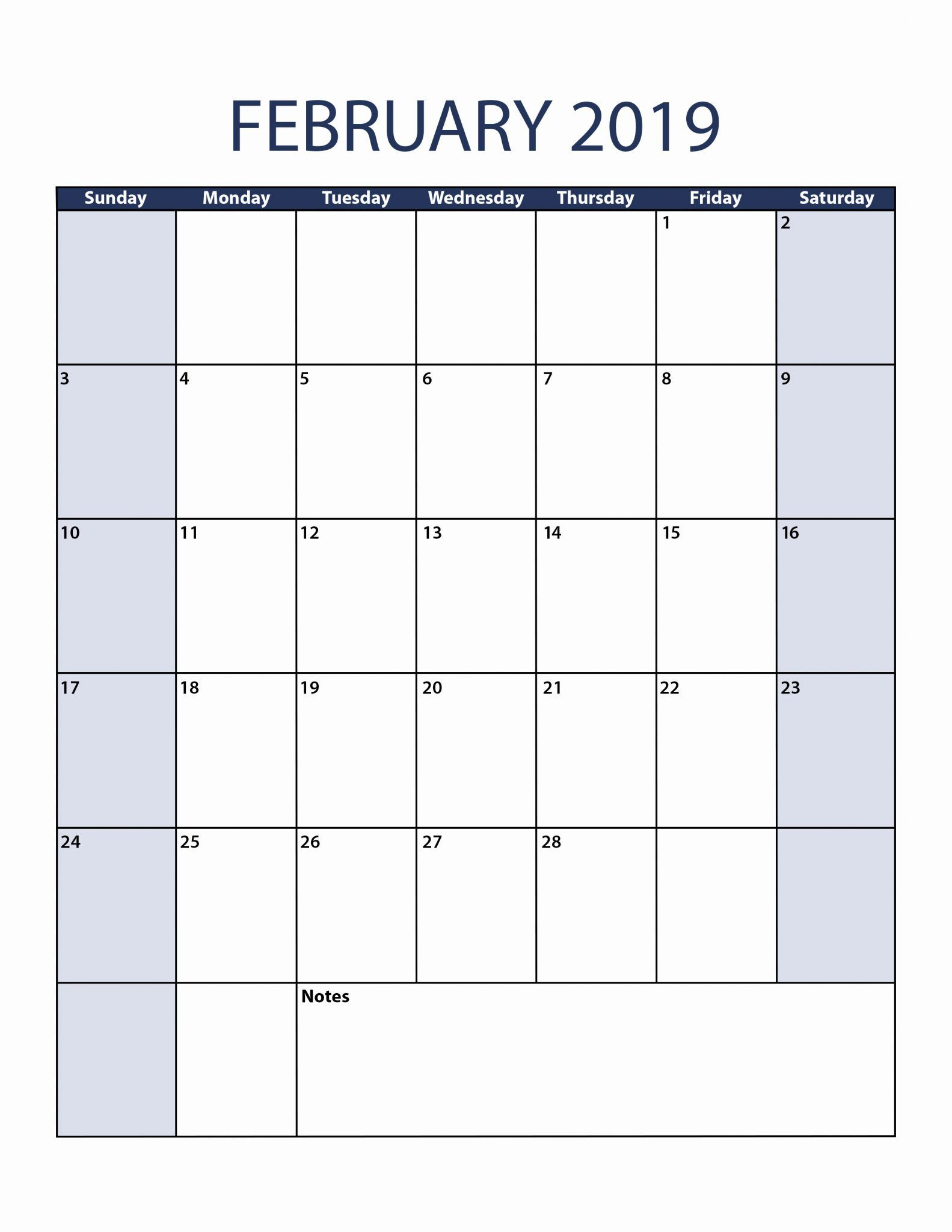 February 2019 Calendar Portrait | Calendar June, Calendar