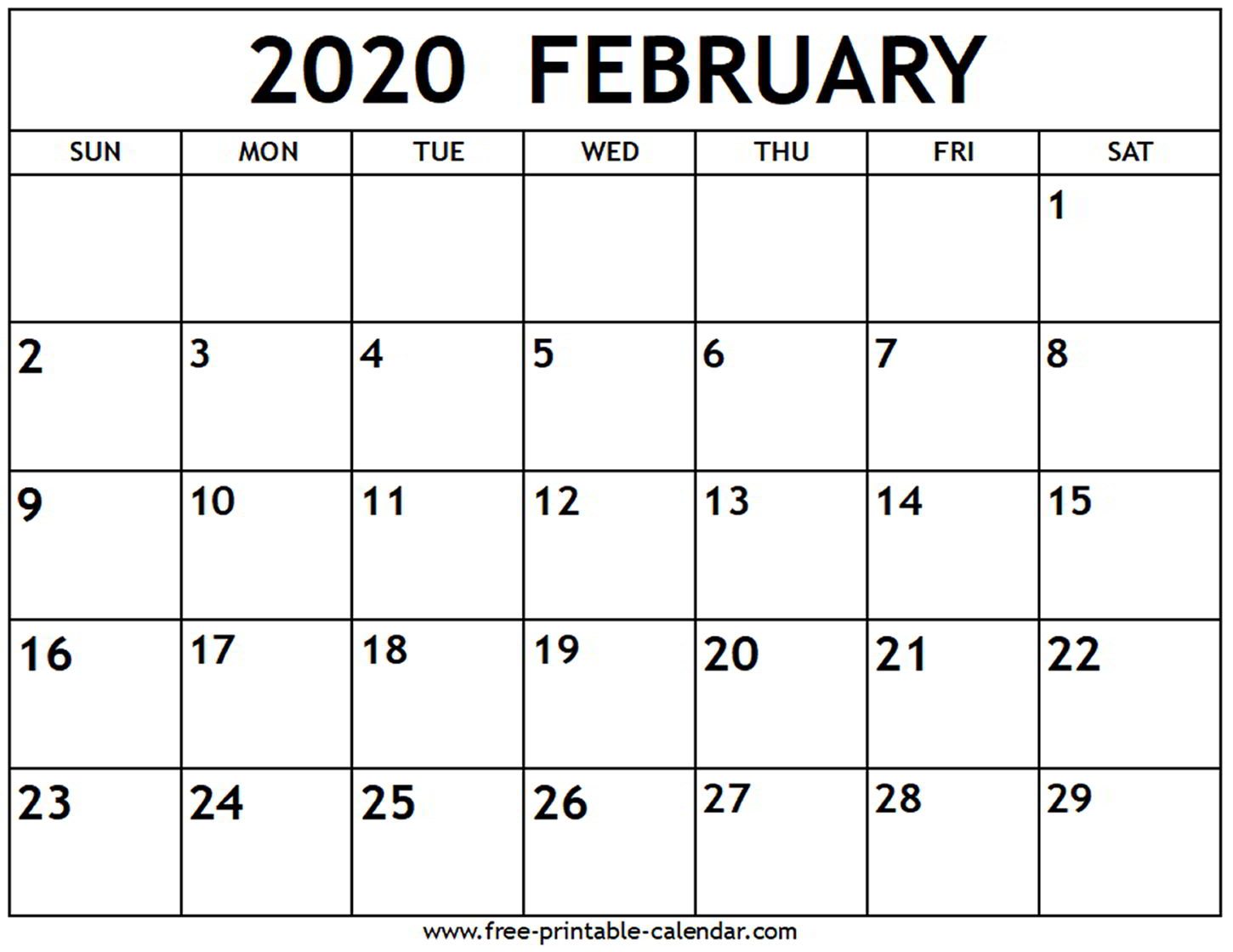 Printable 2020 February Calendar Printable Word Searches