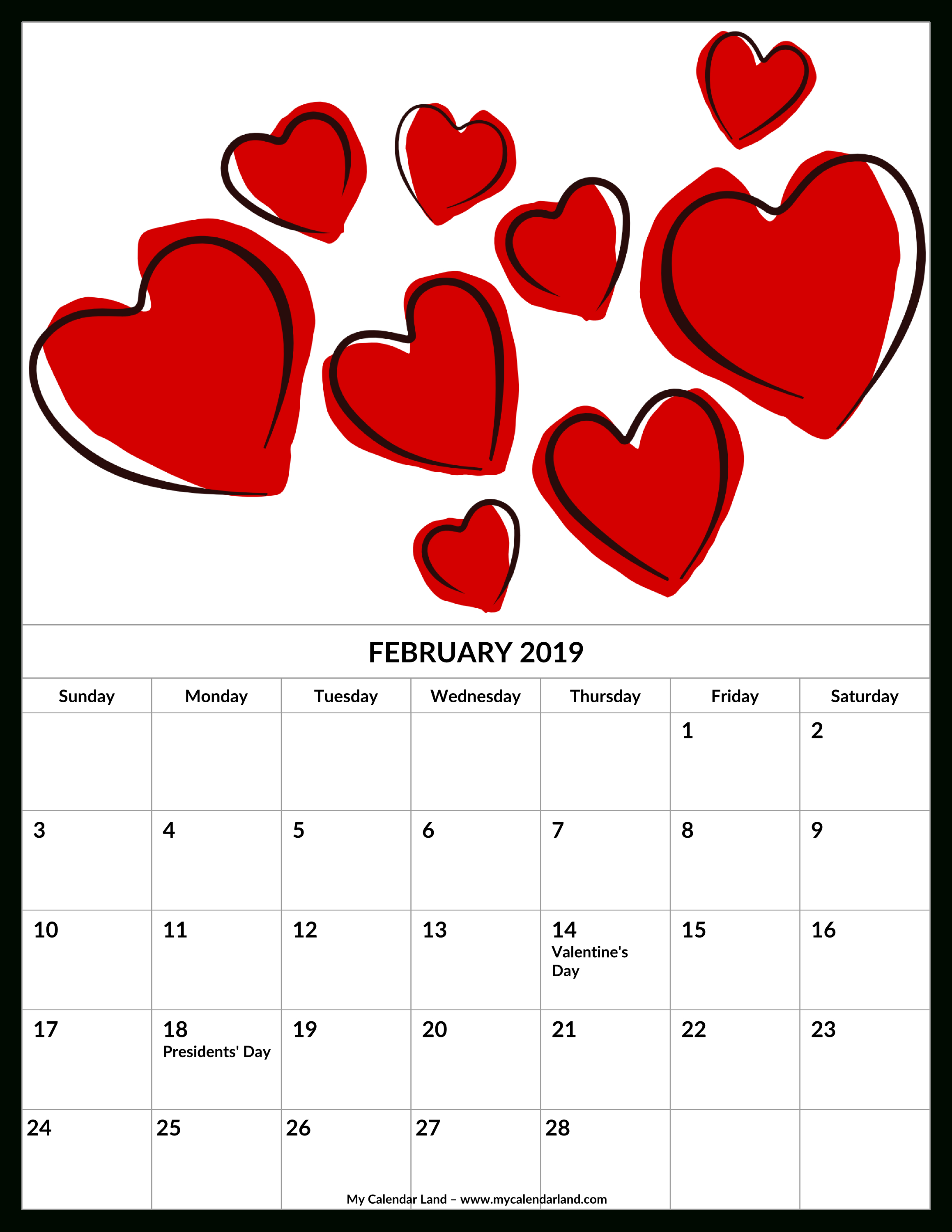 February 2020 Calendar - My Calendar Land