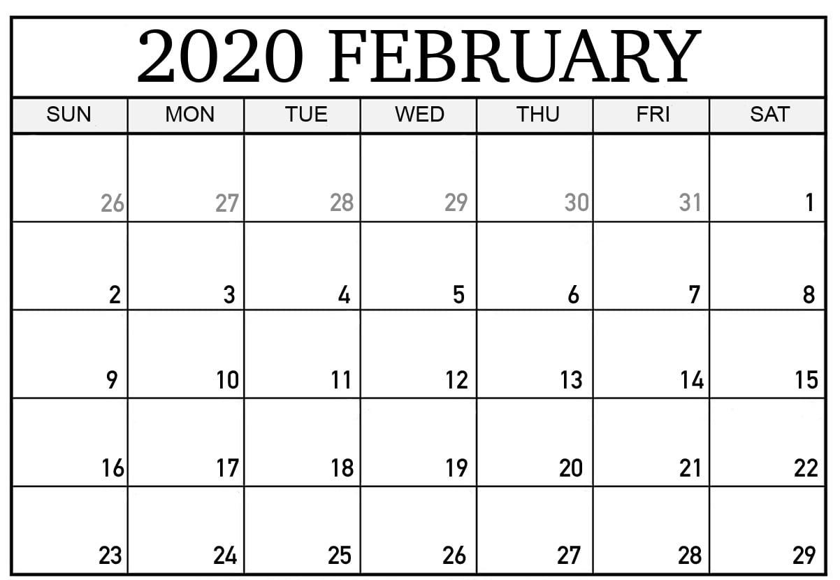 February 2020 Calendar Pdf, Word, Excel Template