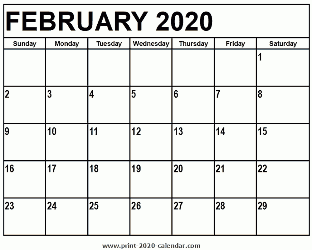 February 2020 Printable Calendar