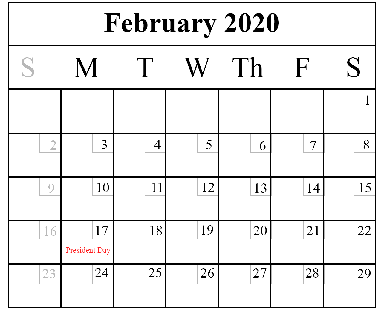 February Calendar 2020 Free Printable Template Pdf Word