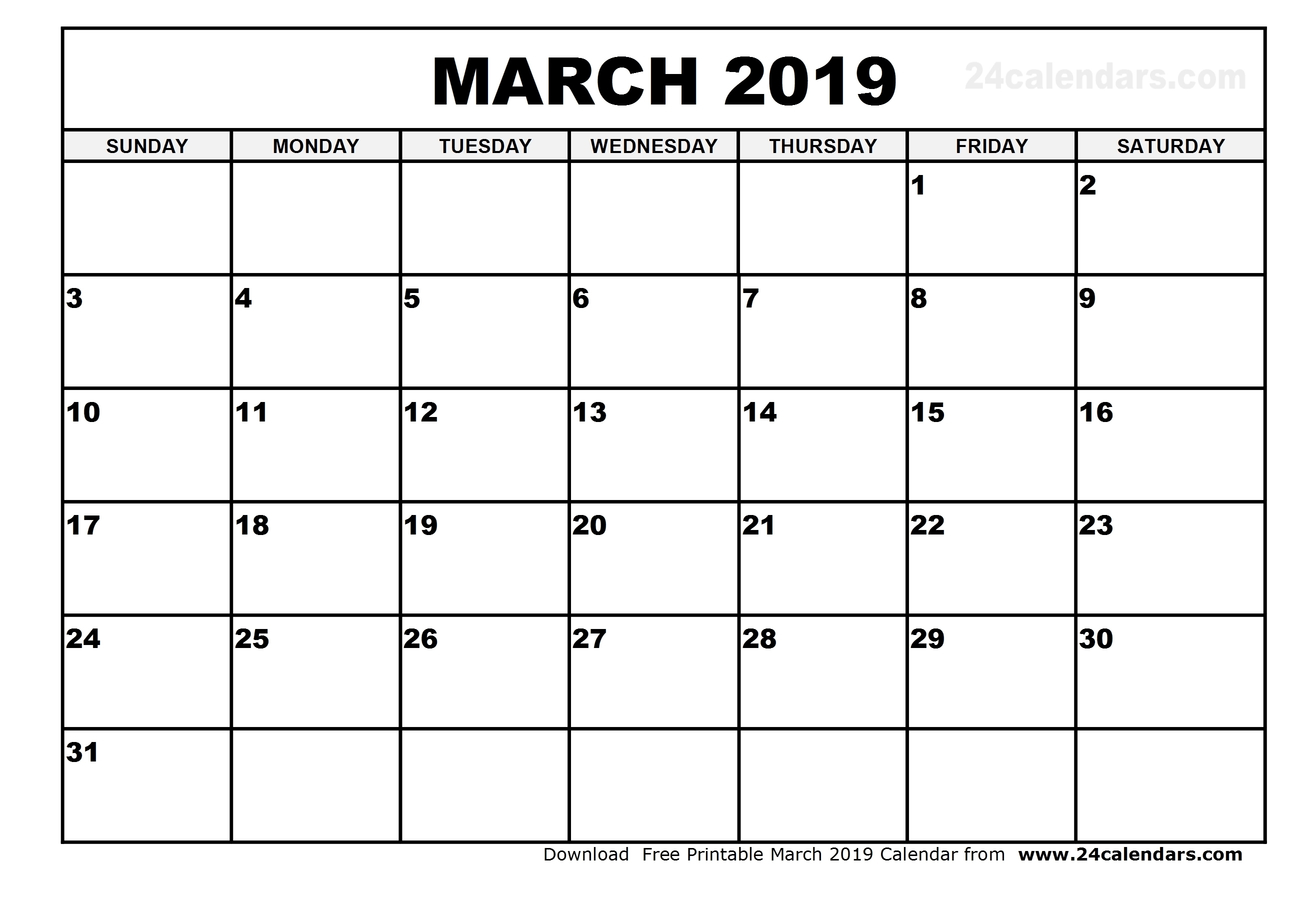 Free Large Printable Calendar