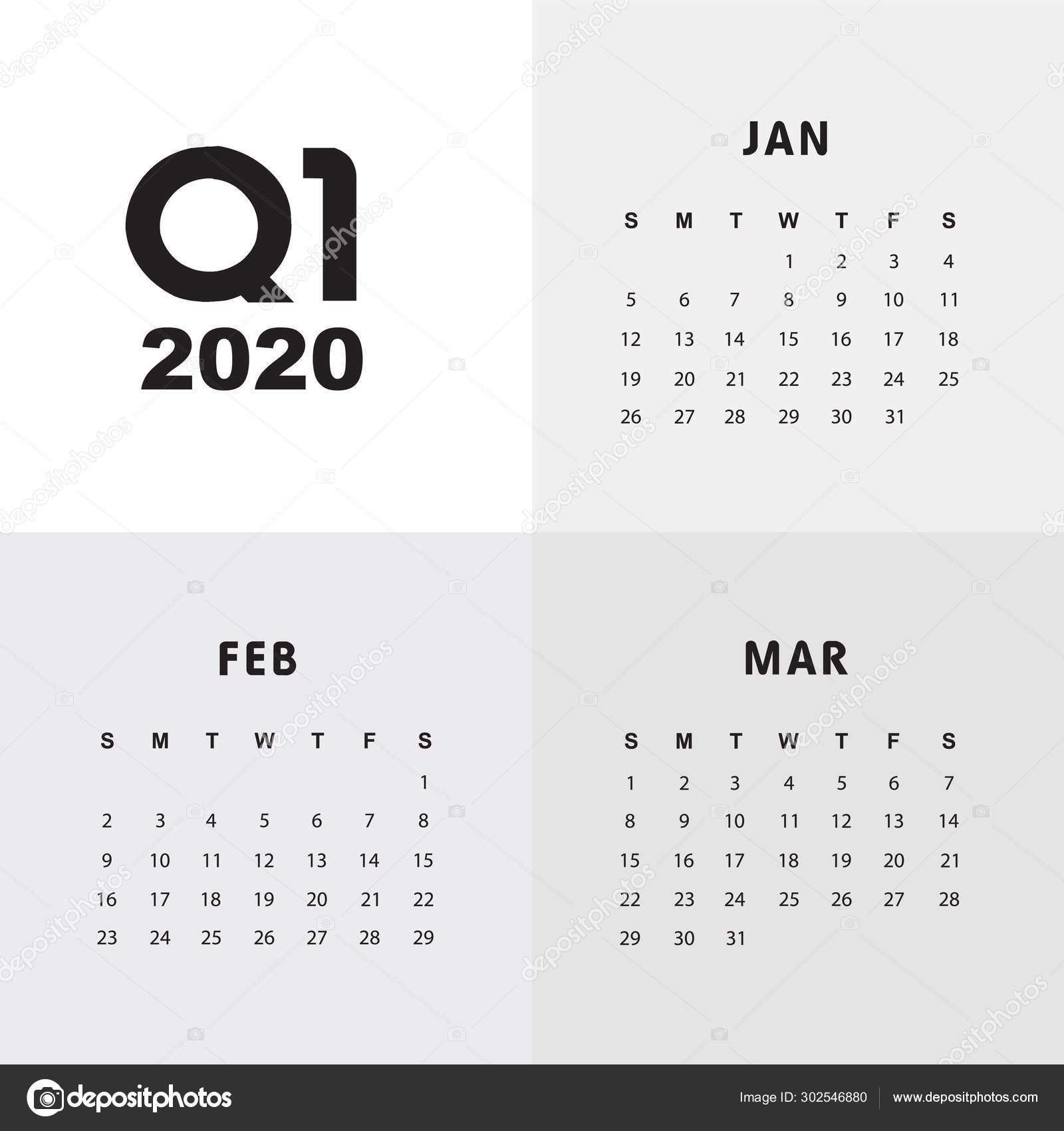 First Quarter Of Calendar 2020 — Stock Vector © Esbeauda