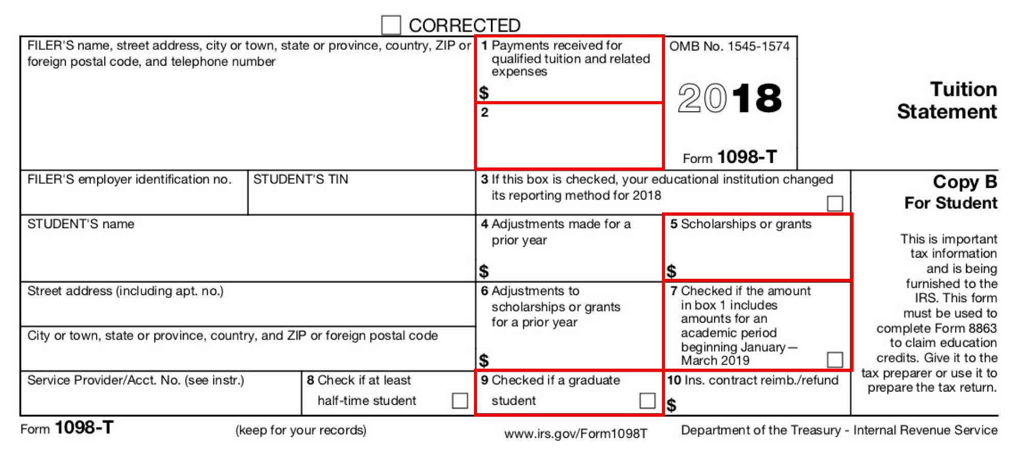 Form 1098 T Printable Printable Forms Free Online