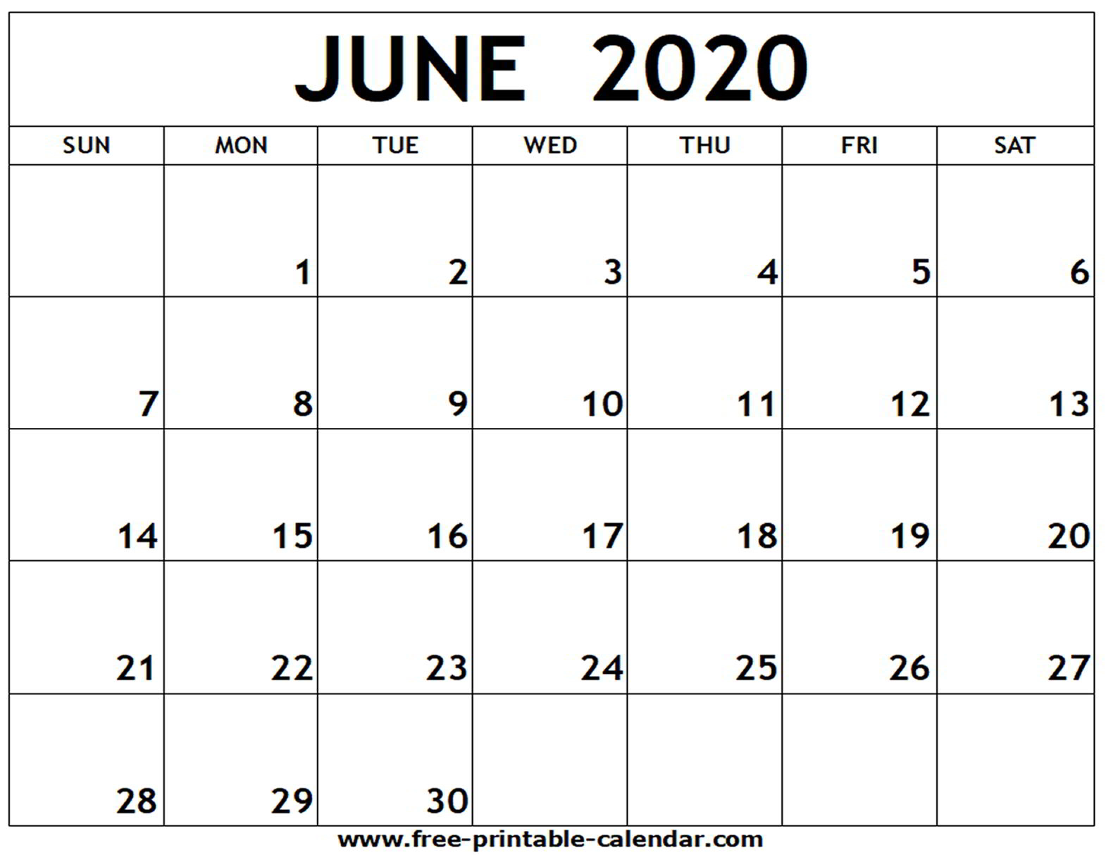Free Calendar June 2020 - Wpa.wpart.co