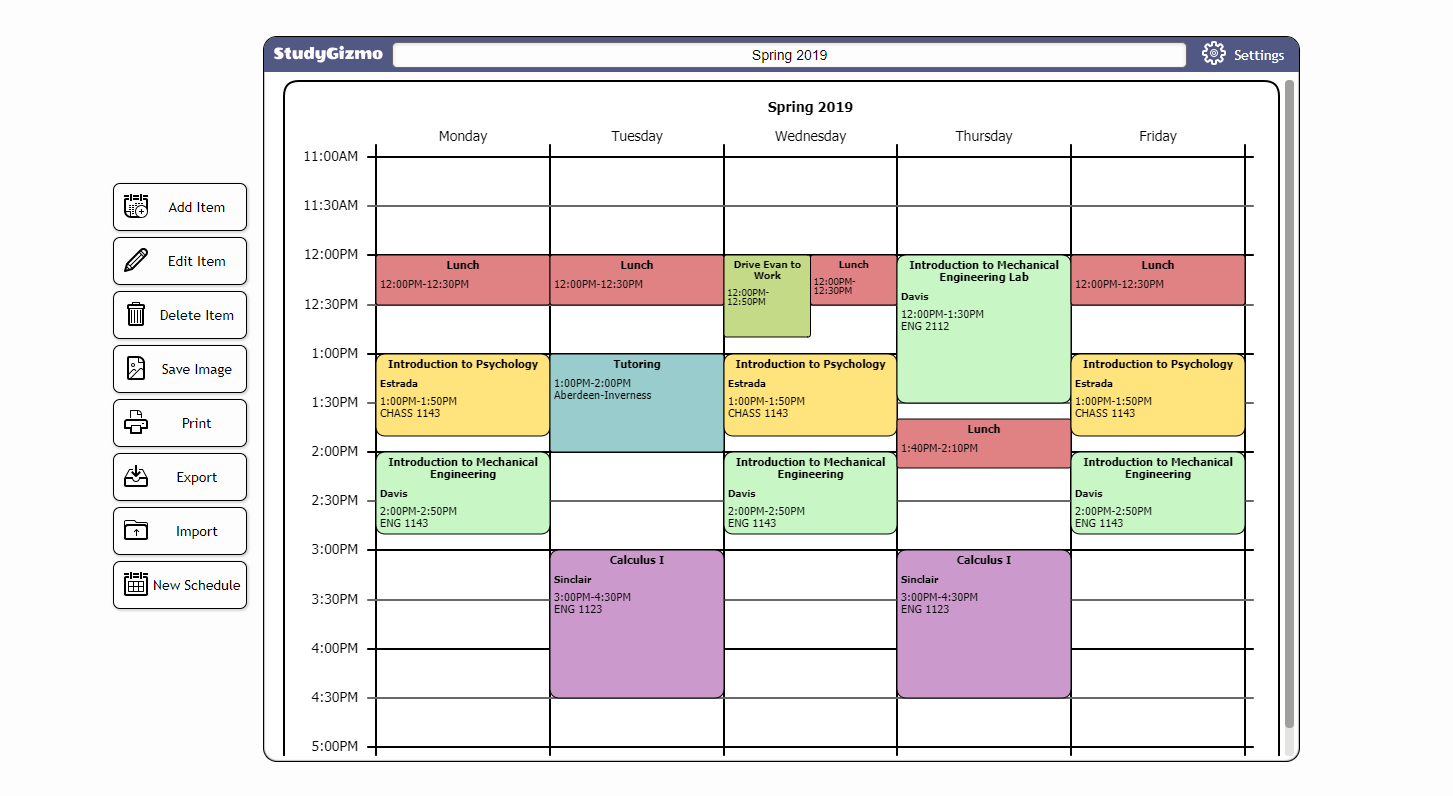 work and school schedule maker