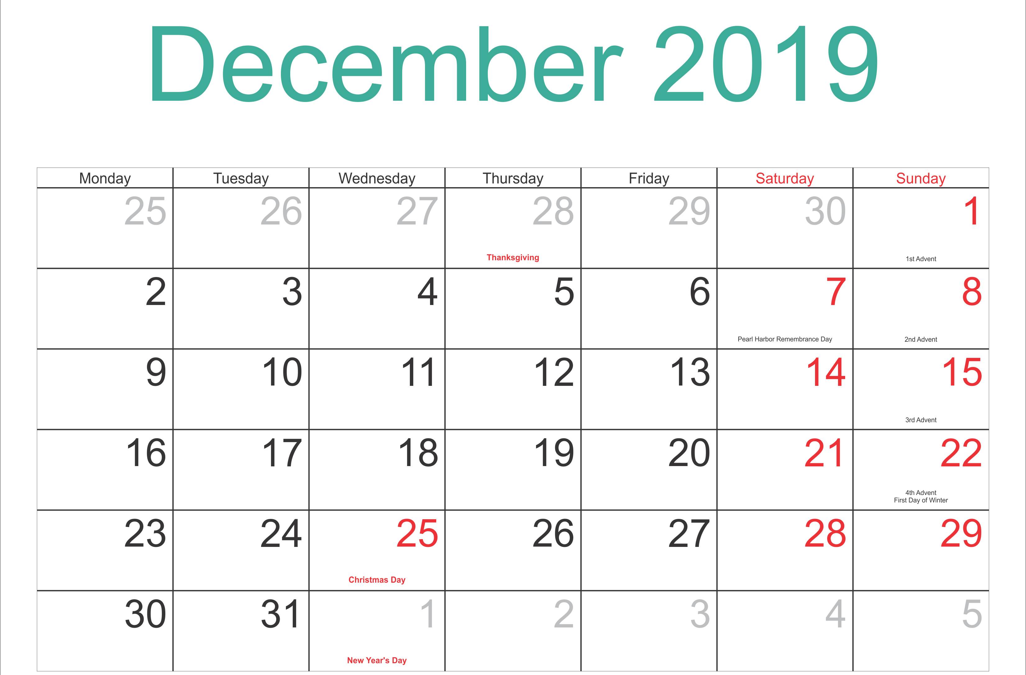 december-2019-printable-calendar-templates-2019-monthly-calendar