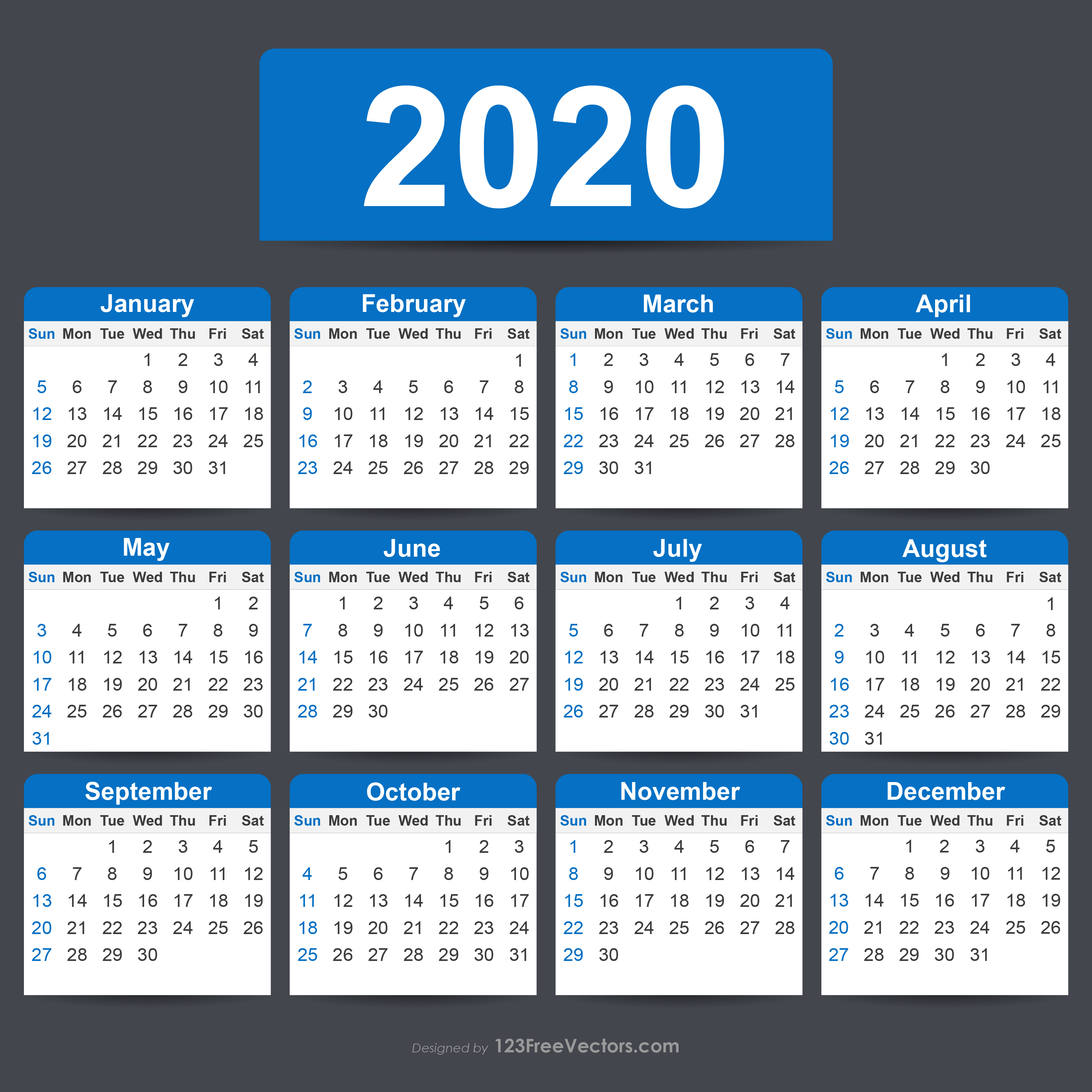 Free Editable Calendar 2020