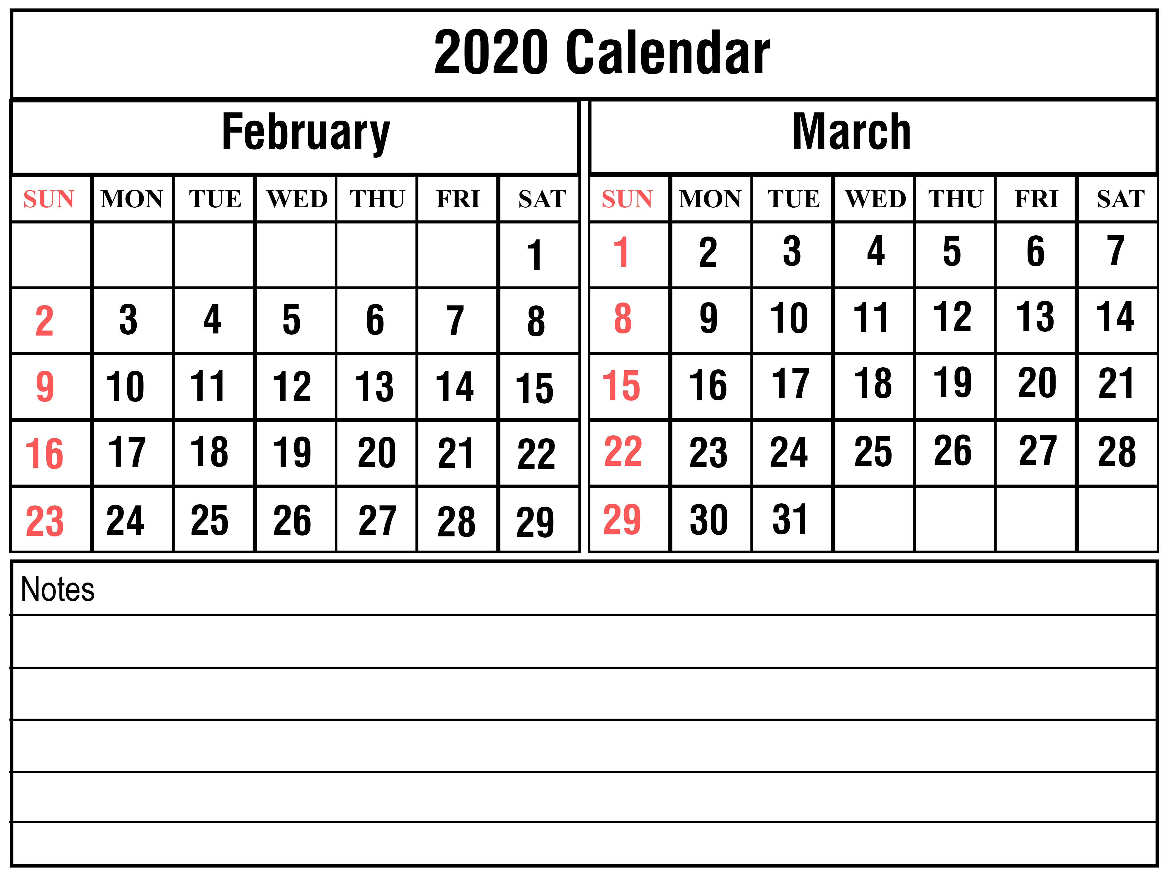 Calendar 2020 February And March Calendar Printables Free Templates