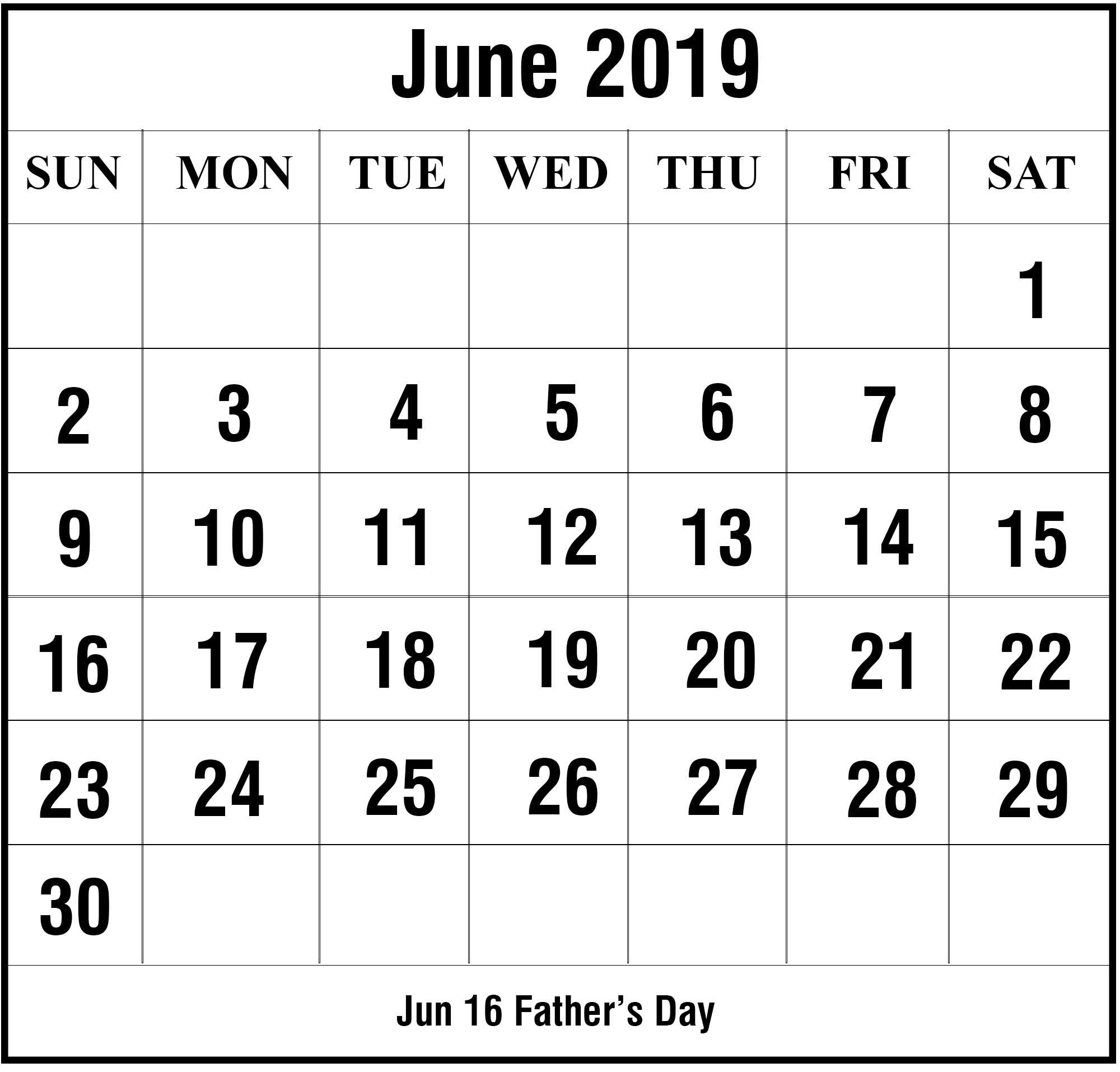 Free June 2019 Printable Calendar Template In Pdf, Excel