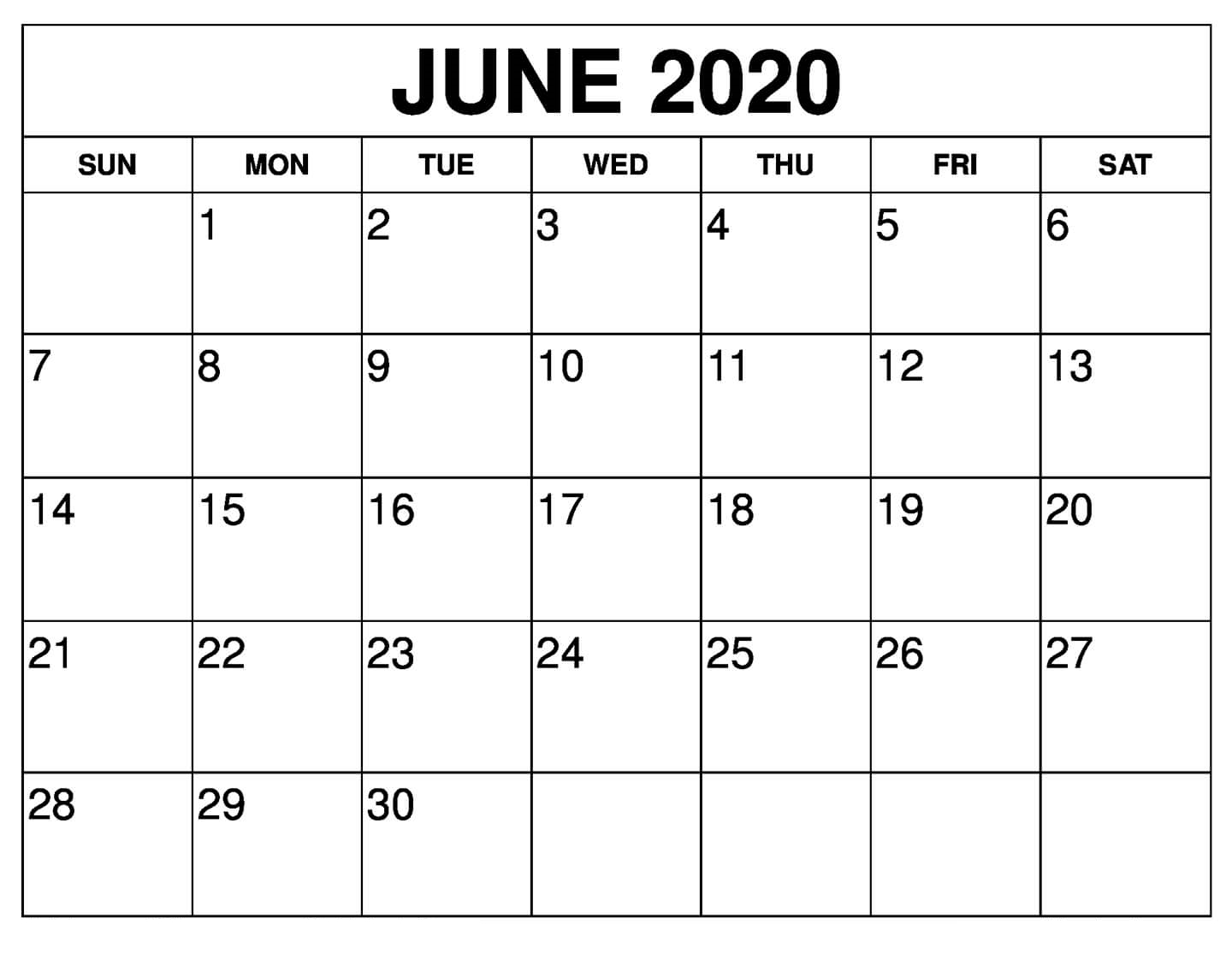 Free June 2020 Calendar Printable | 12 Month Printable Calendar