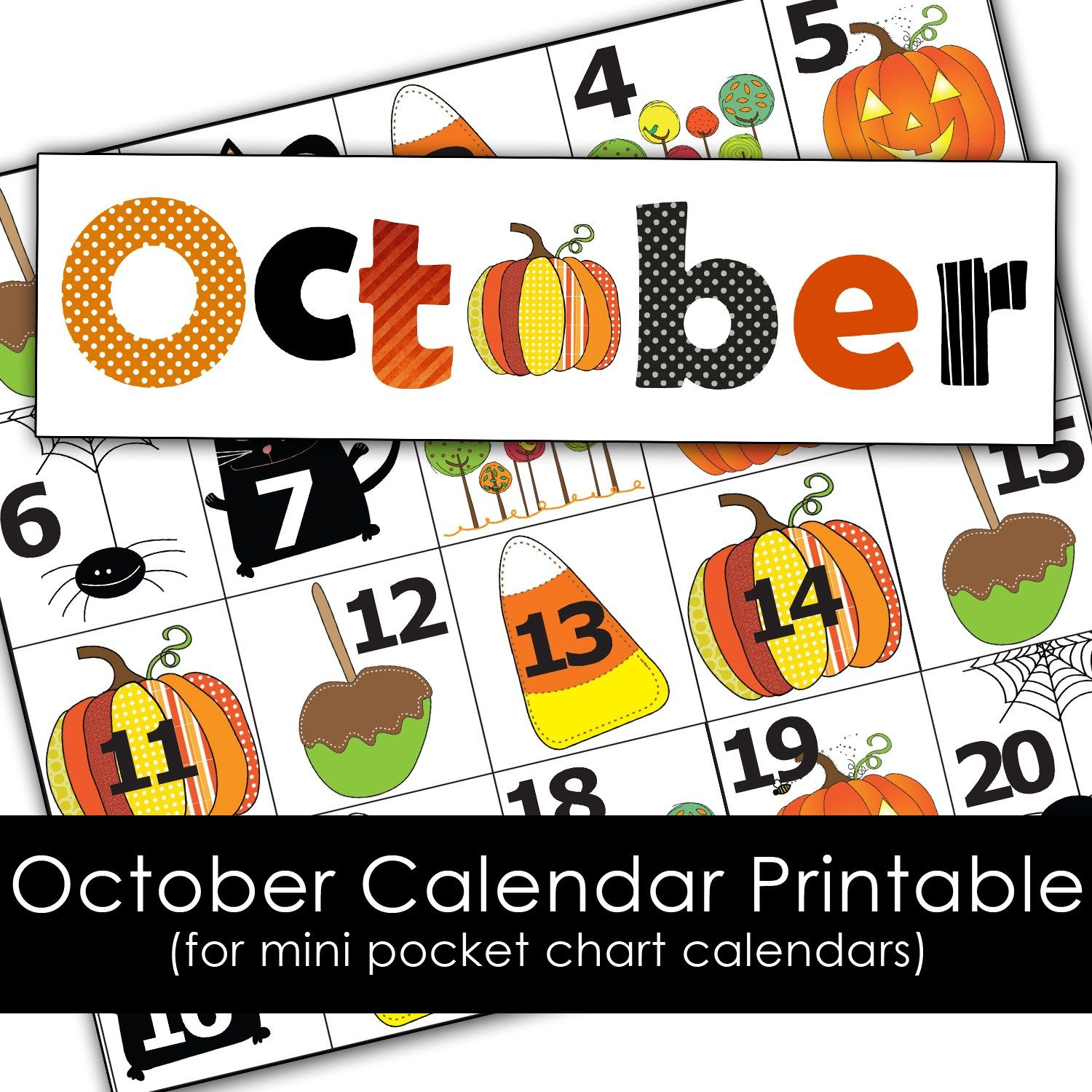 Free October Calendar Cards | October Calendar, Preschool