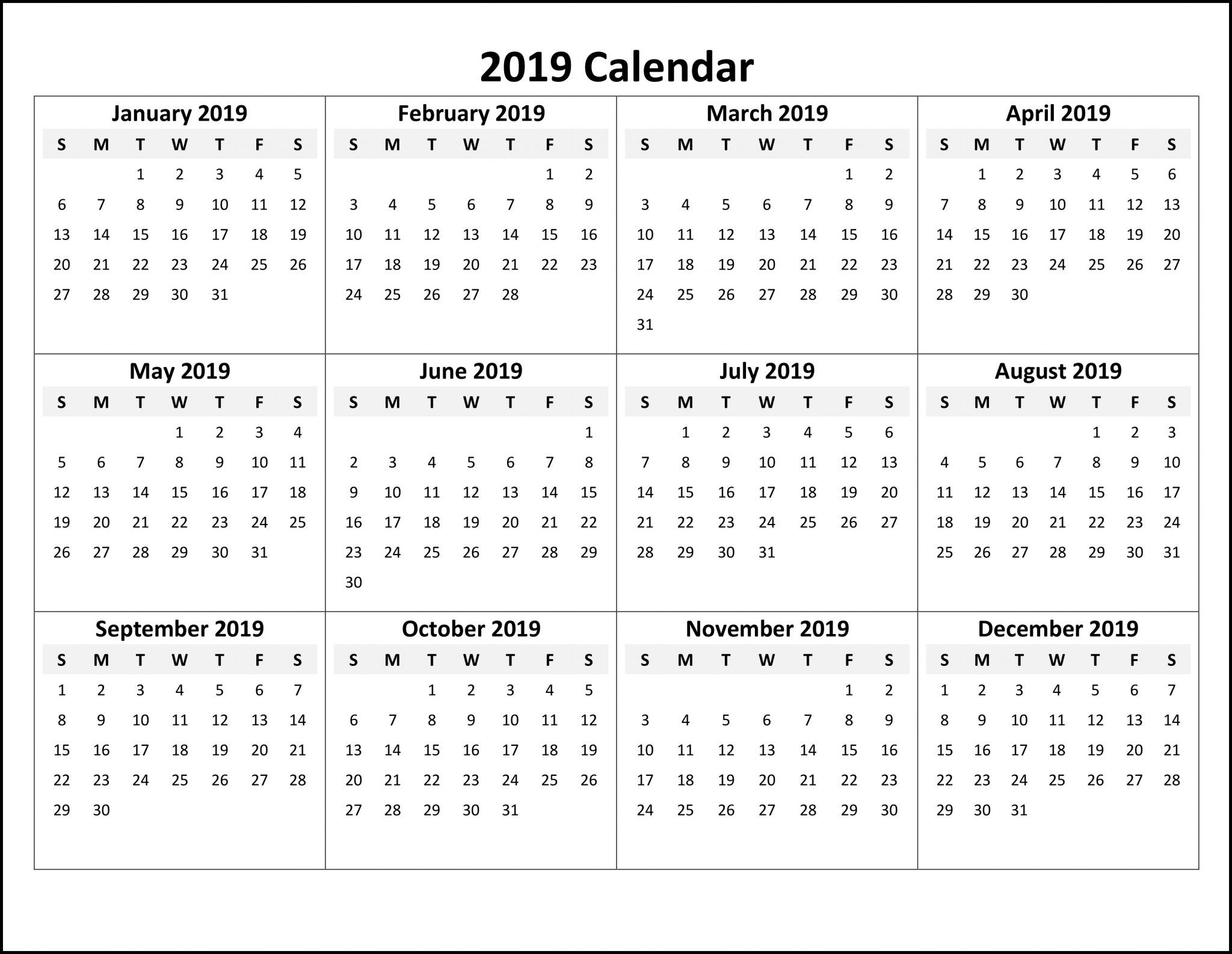 Free Online Printable Calendar 2019 | Monthly Calendar