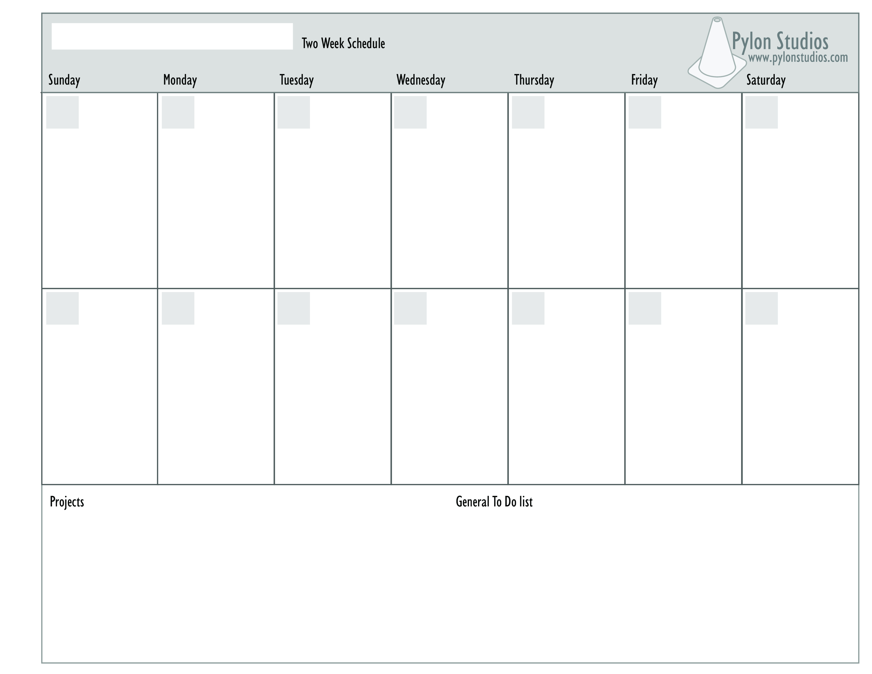 Free 2 Week Calendar