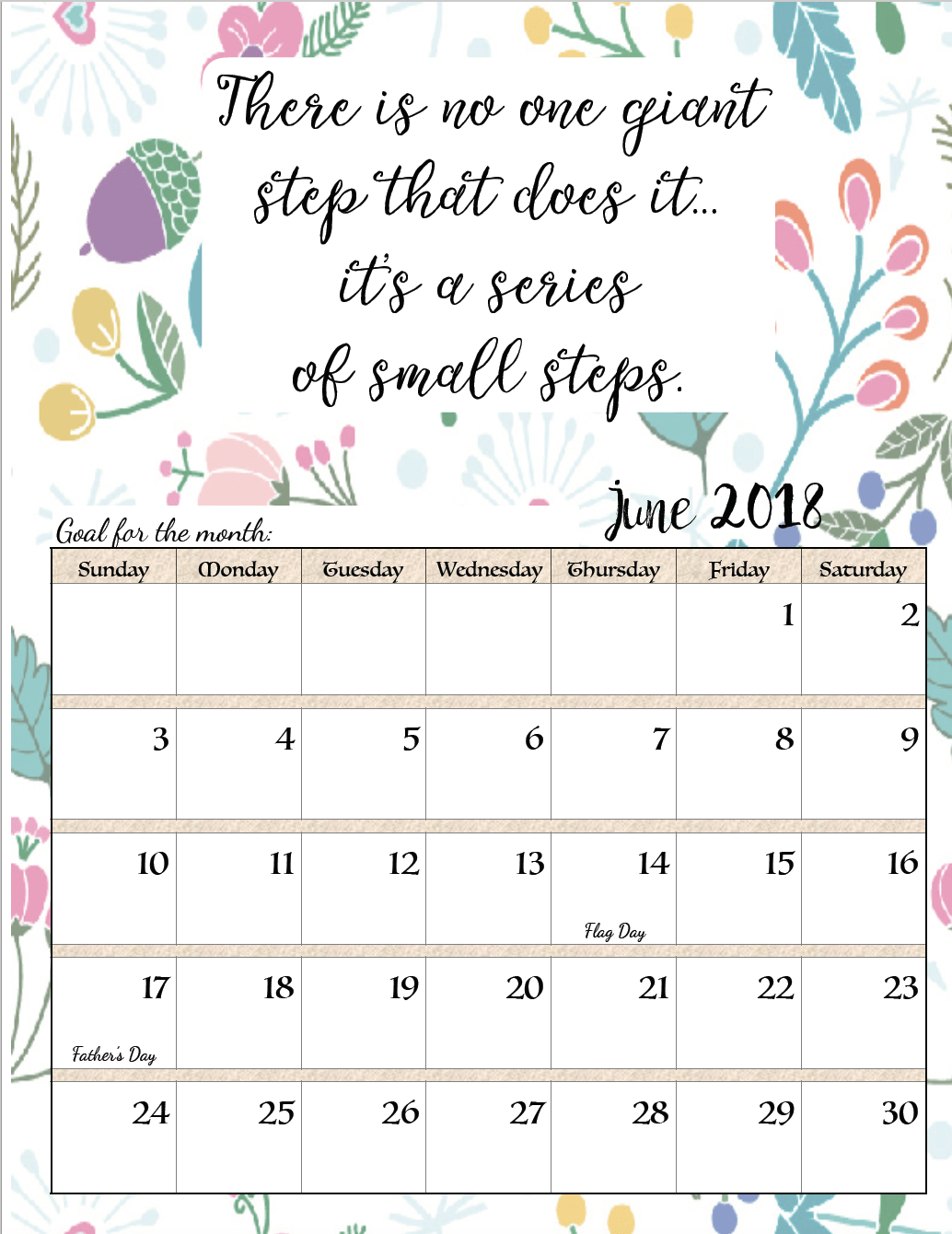 Free Printable 2018 Monthly Motivational Calendars | Iphone