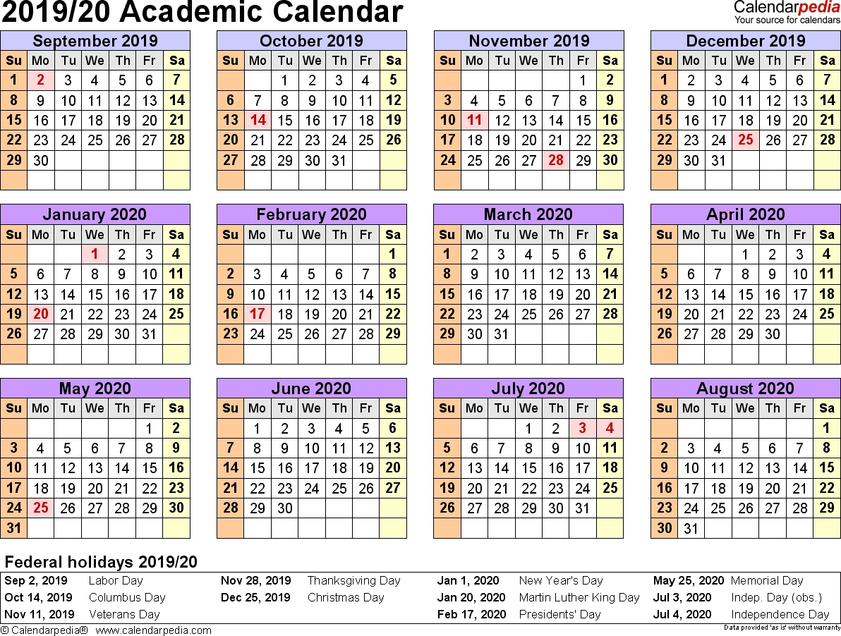 Free Printable 2019-2020 Academic Calendar - Calendar