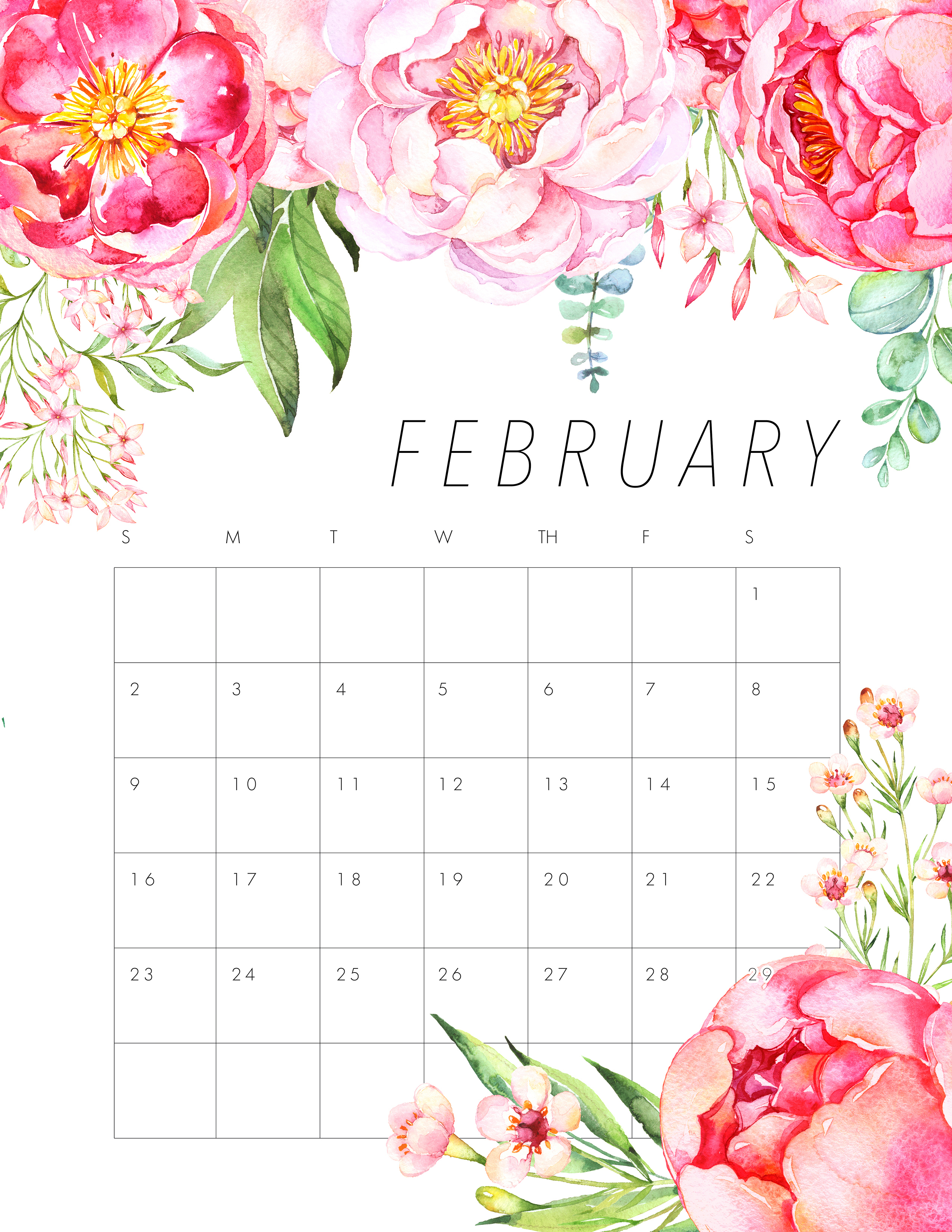 Free Printable 2020 Floral Calendar - The Cottage Market