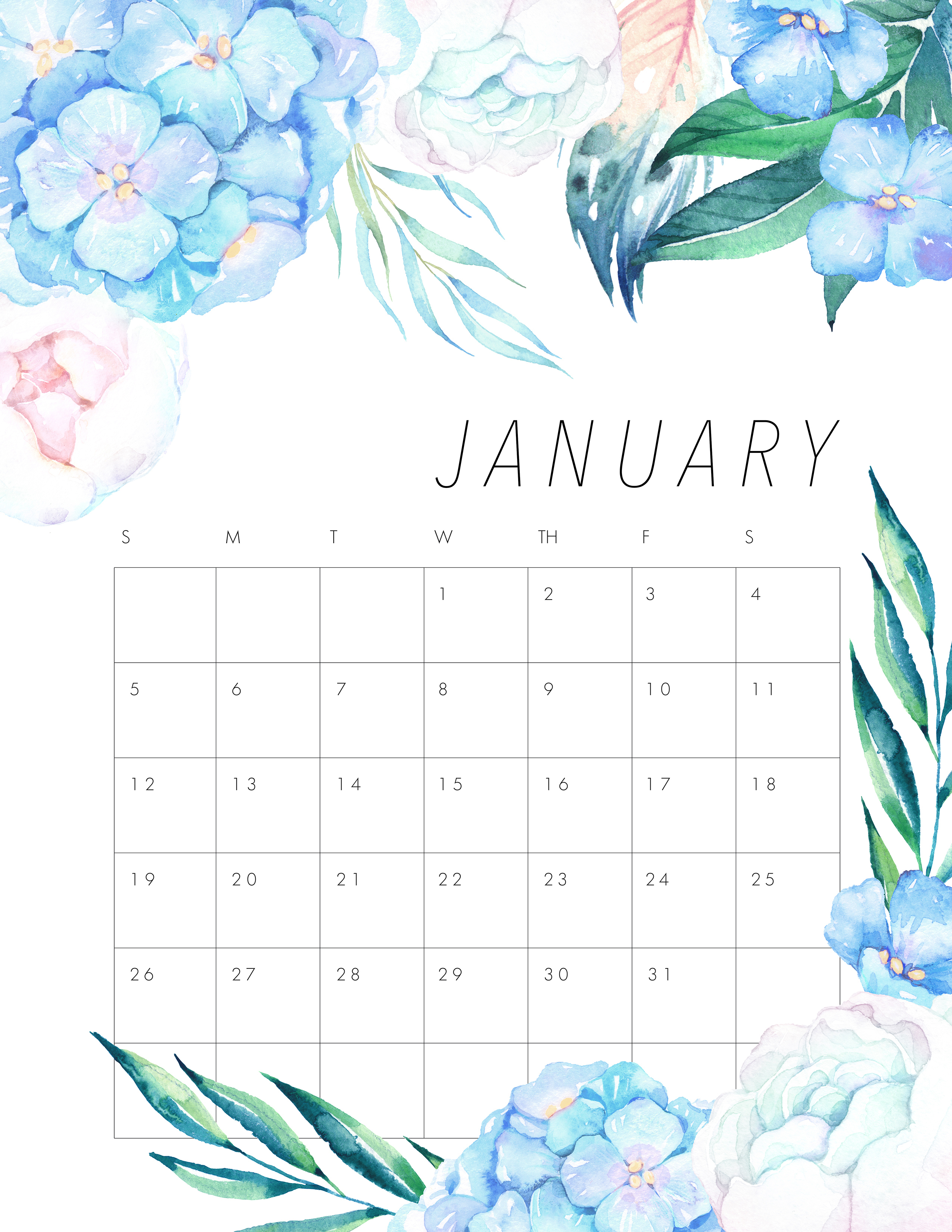 Free Printable 2020 Floral Calendar - The Cottage Market