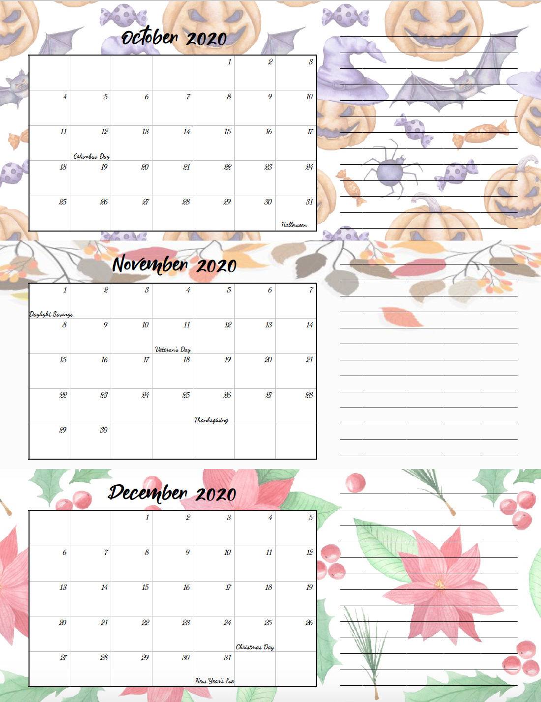 Free Printable Quarterly Calendar 2020 | Calendar Printables Free Templates