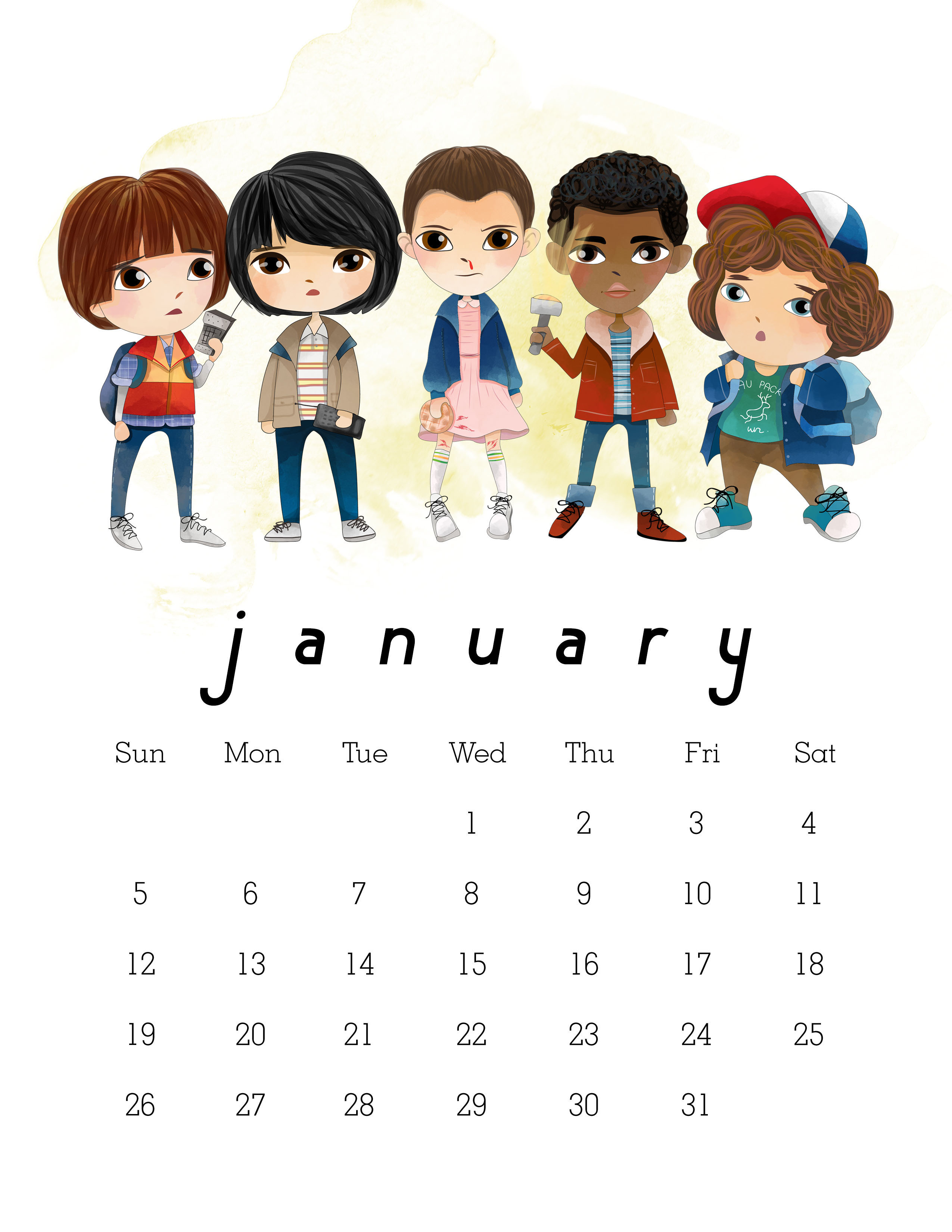 Free Printable 2020 Stranger Things Calendar - The Cottage