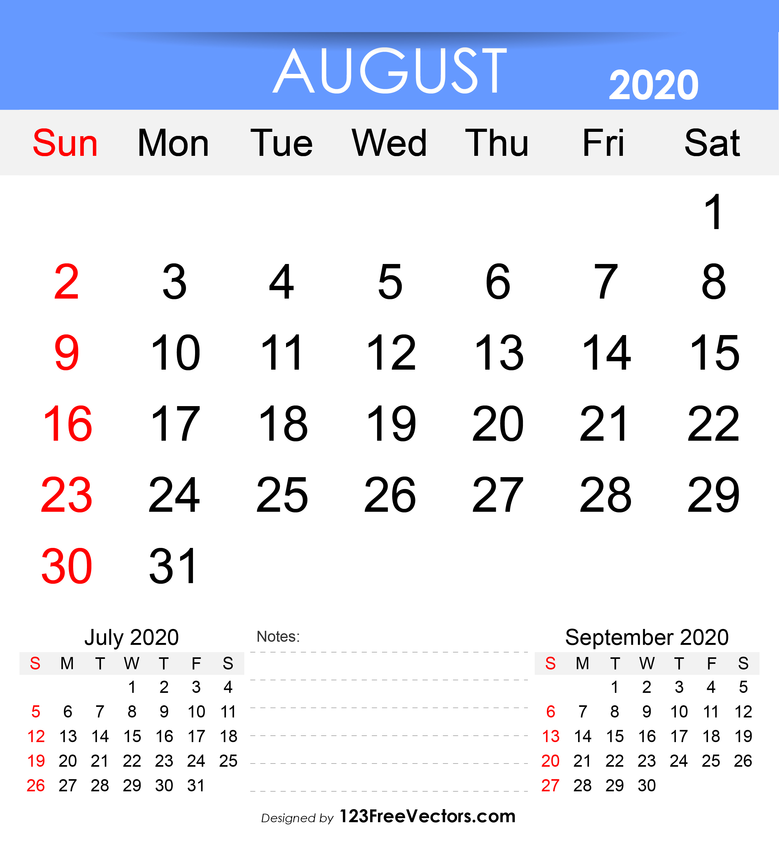 Calendar August 2020 