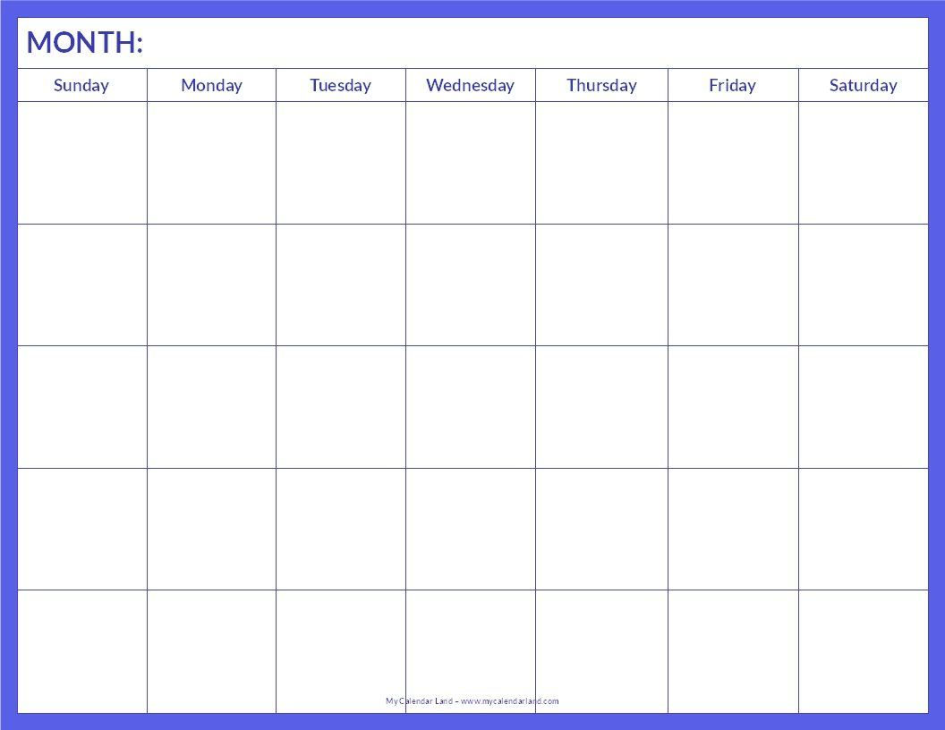 Free Printable Blank Calendar Pages - Coloring Pages For
