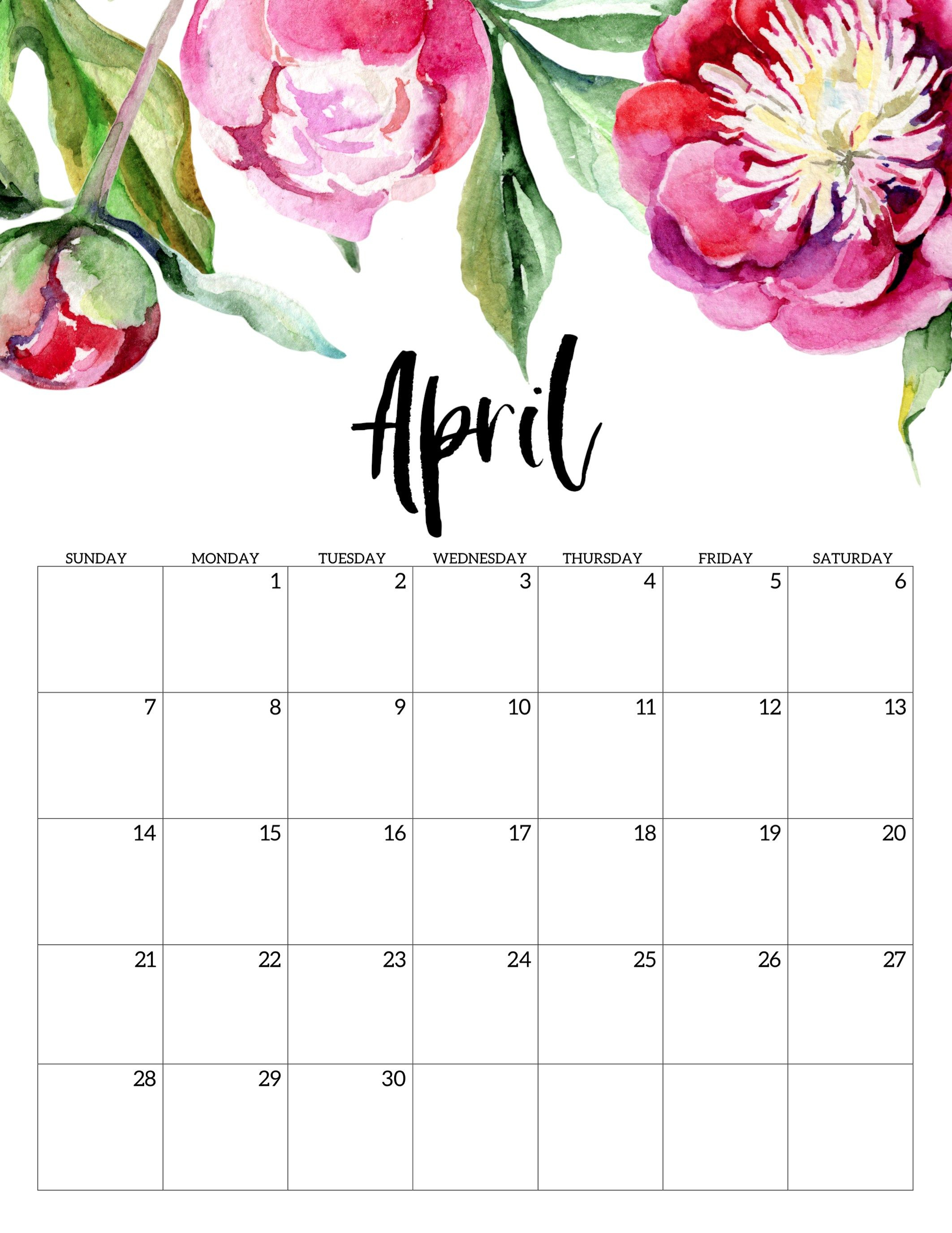 Free Printable Calendar 2019 - Floral | Ежемесячные