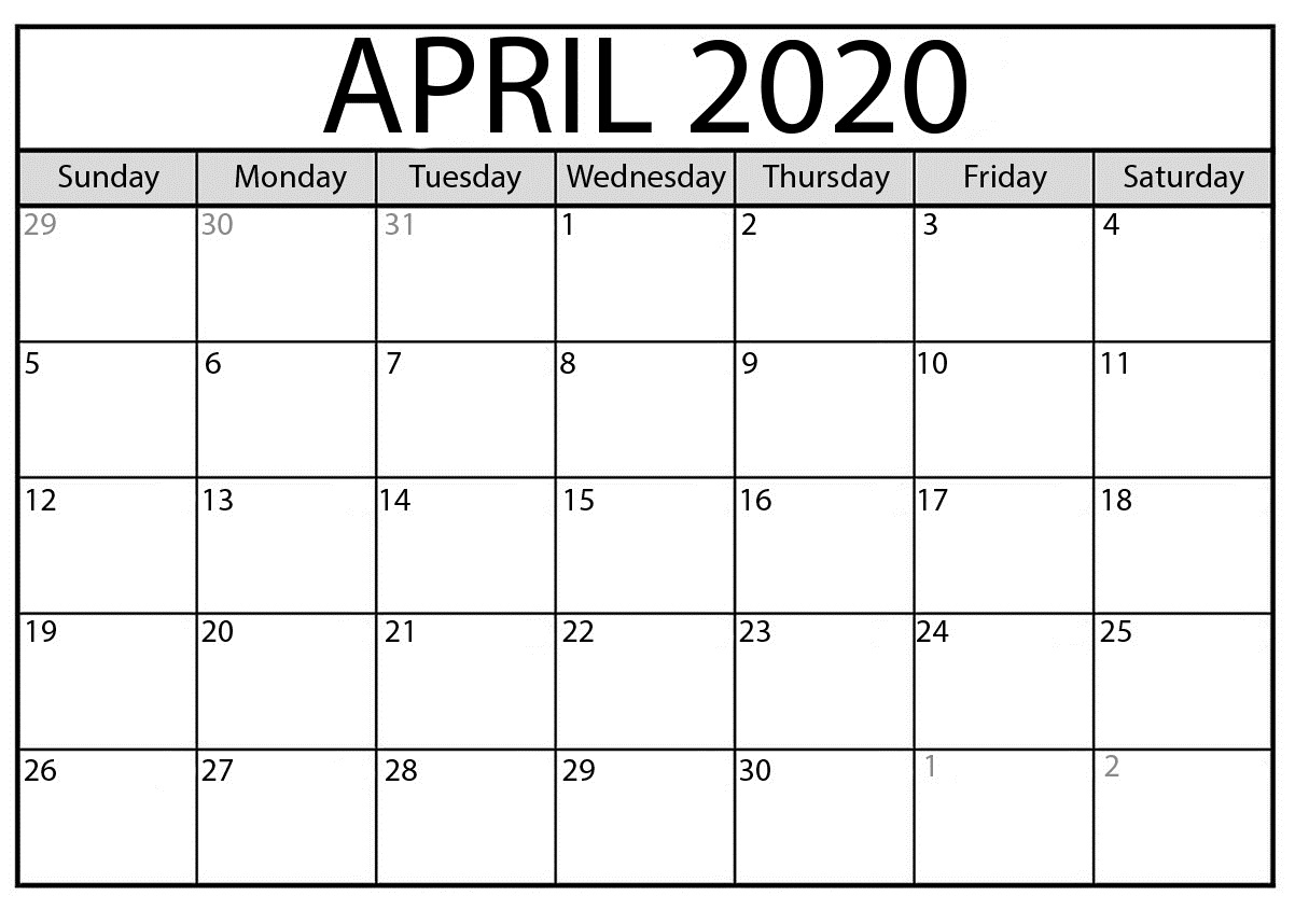 Free Printable Calendar April 2020 For Daily Schedule | Free