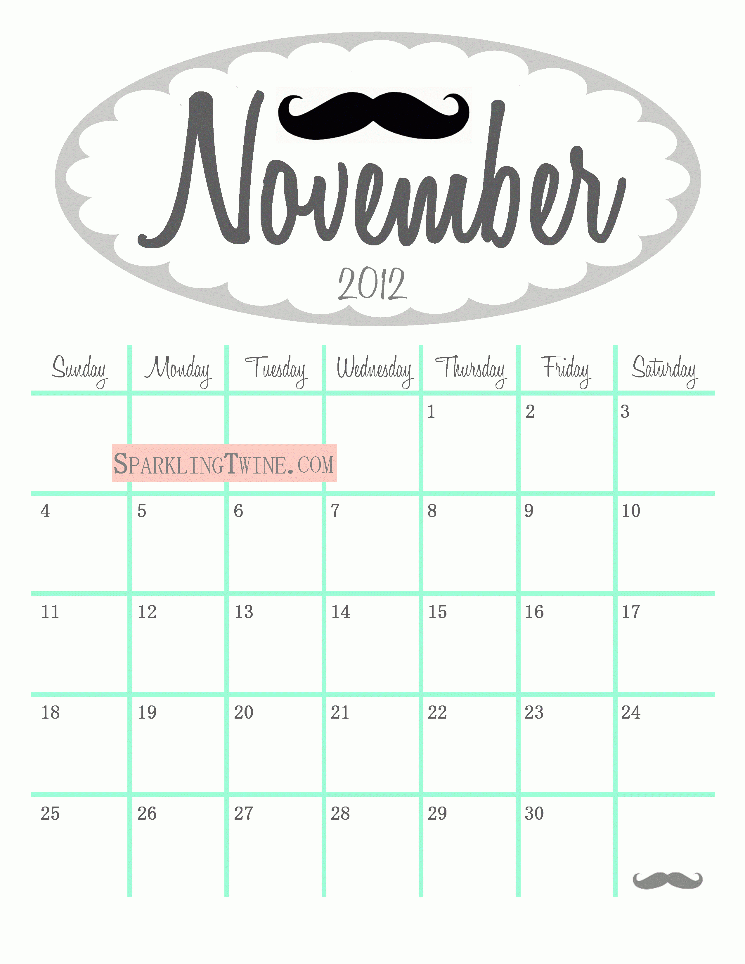 Free Printable Calendar For &quot;no Shave&quot; Novembersparkling