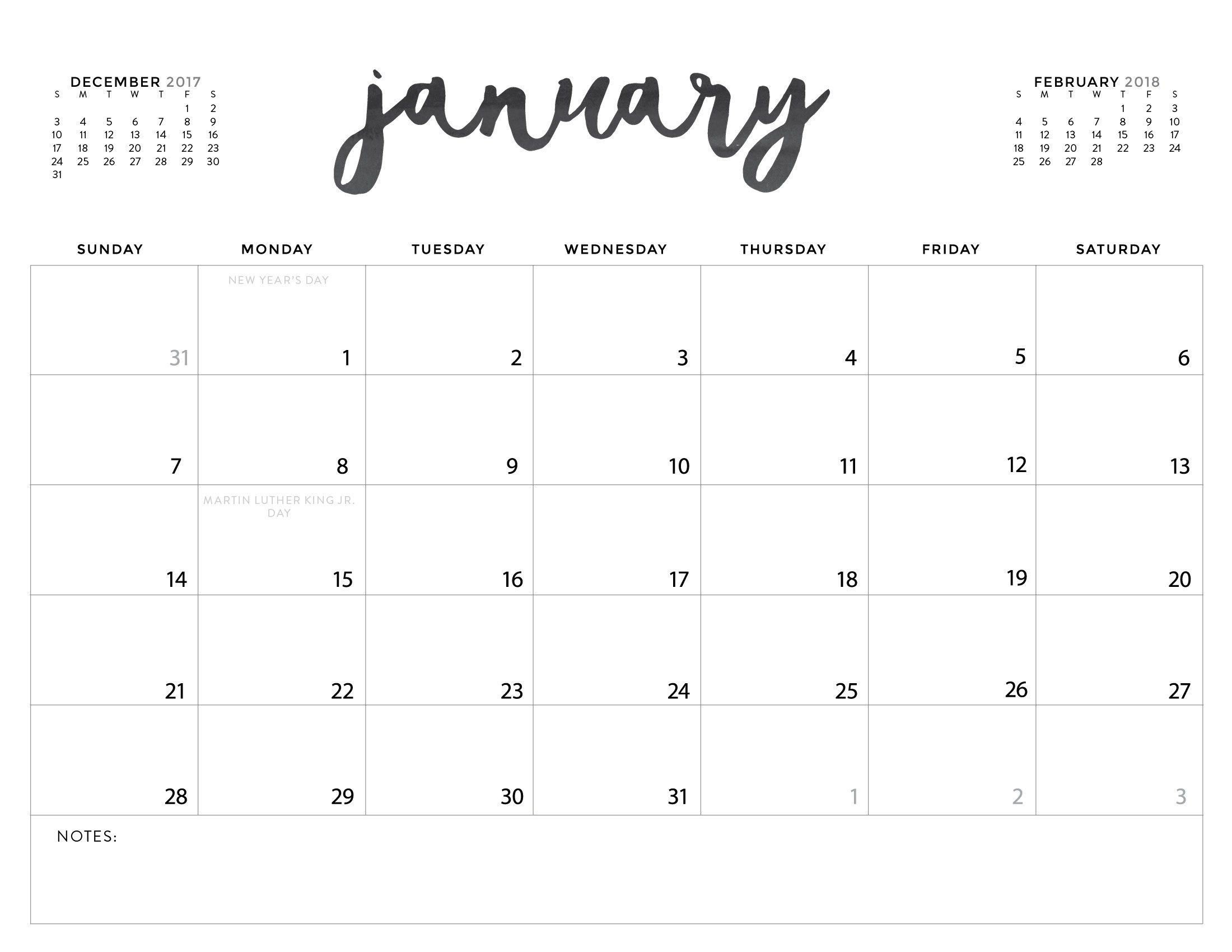 free printable calendar with room for notes month calendar printable