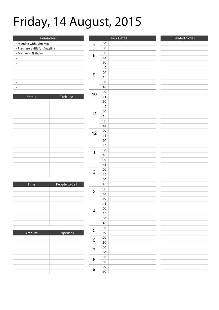 Free Printable Daily Schedule - Wpa.wpart.co