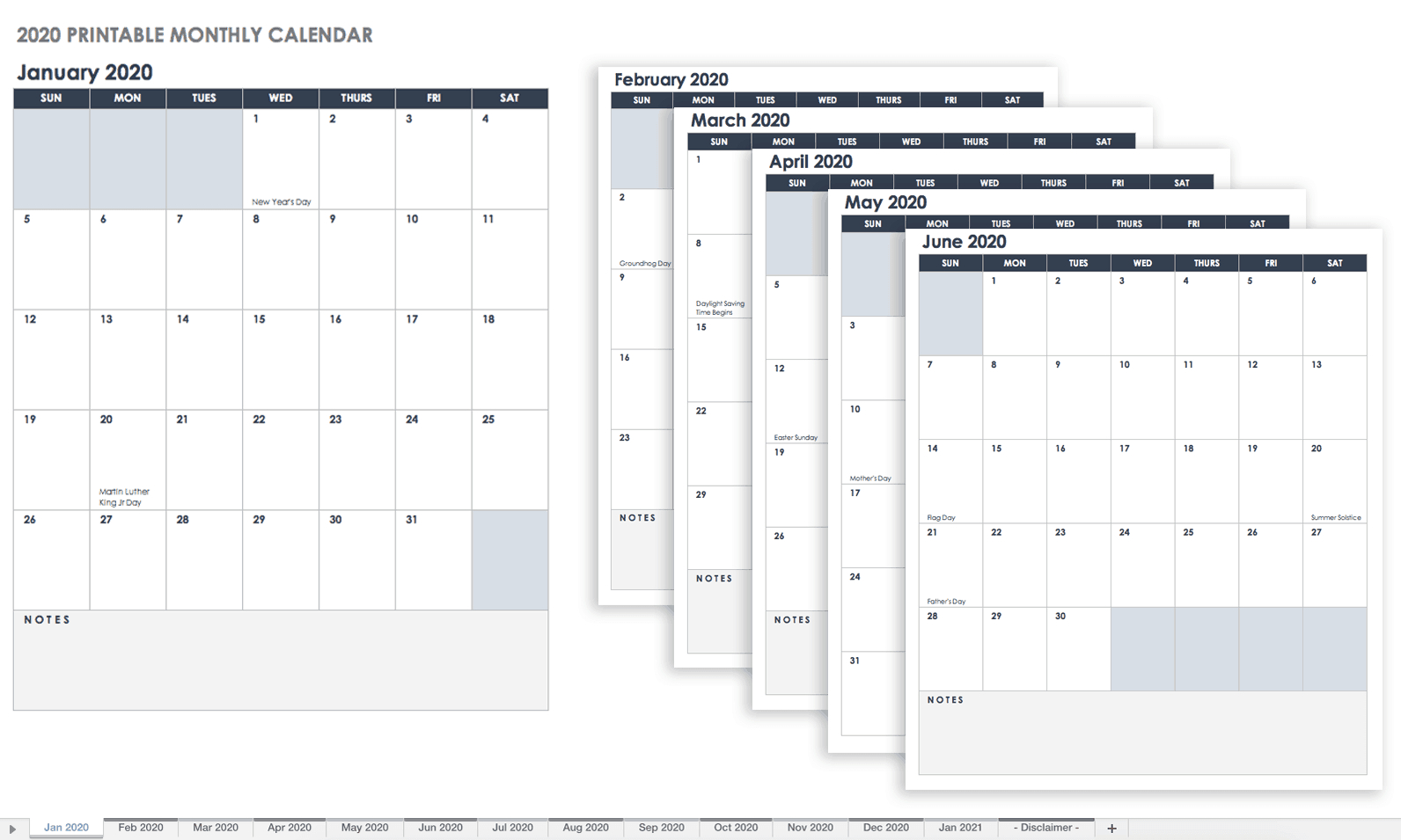 printable calendar template for mac