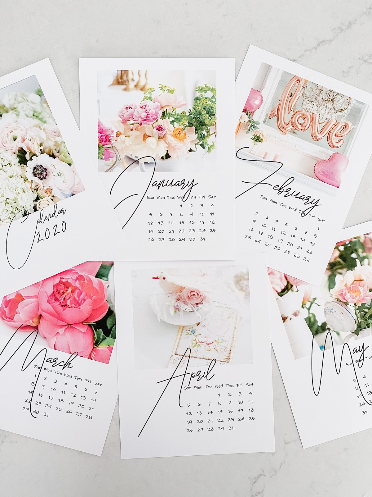 Free Printable Floral 2020 Calendar - Shabbyfufu
