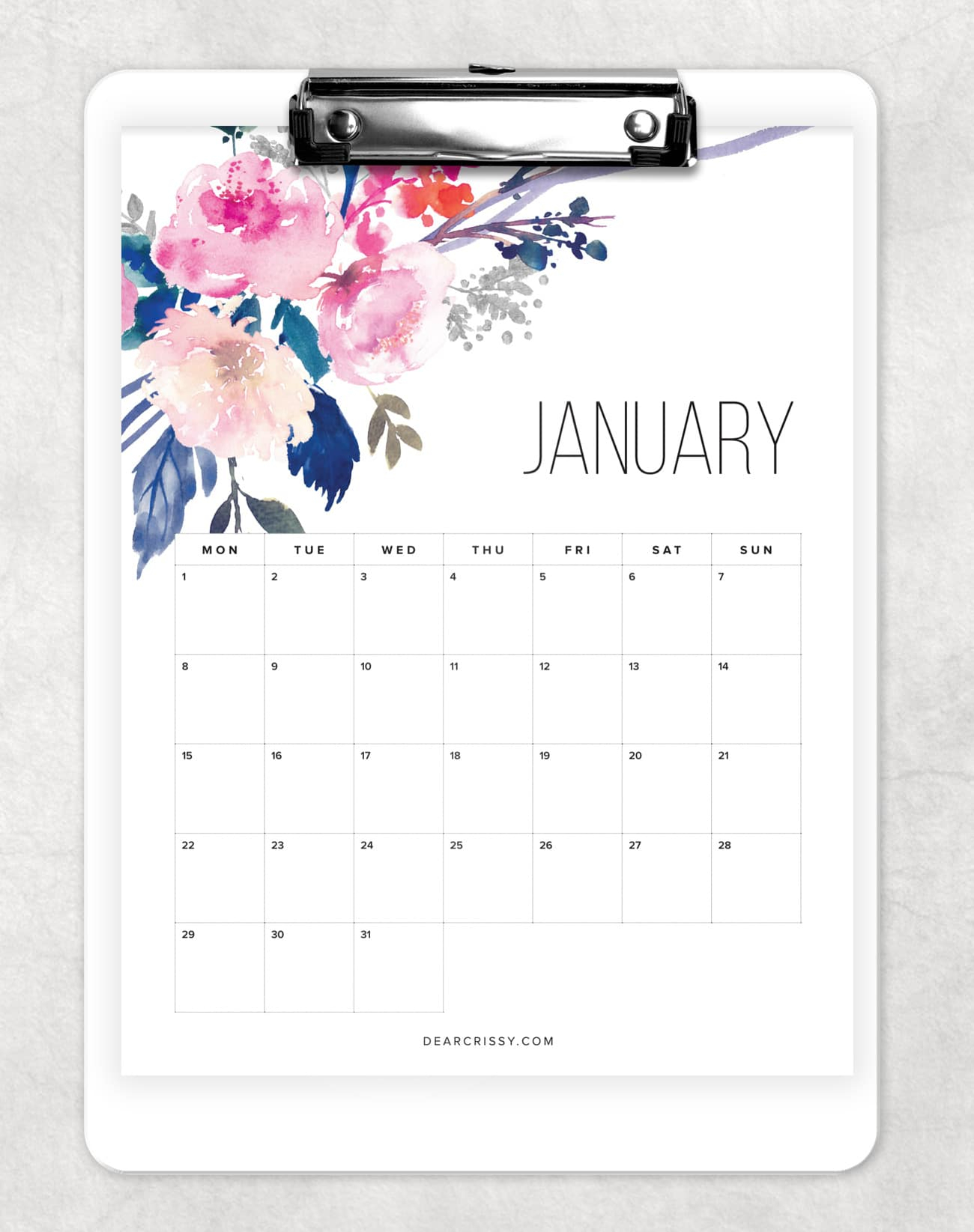 Free Printable Floral Calendar 2018 - Pretty Free Desk Calendar