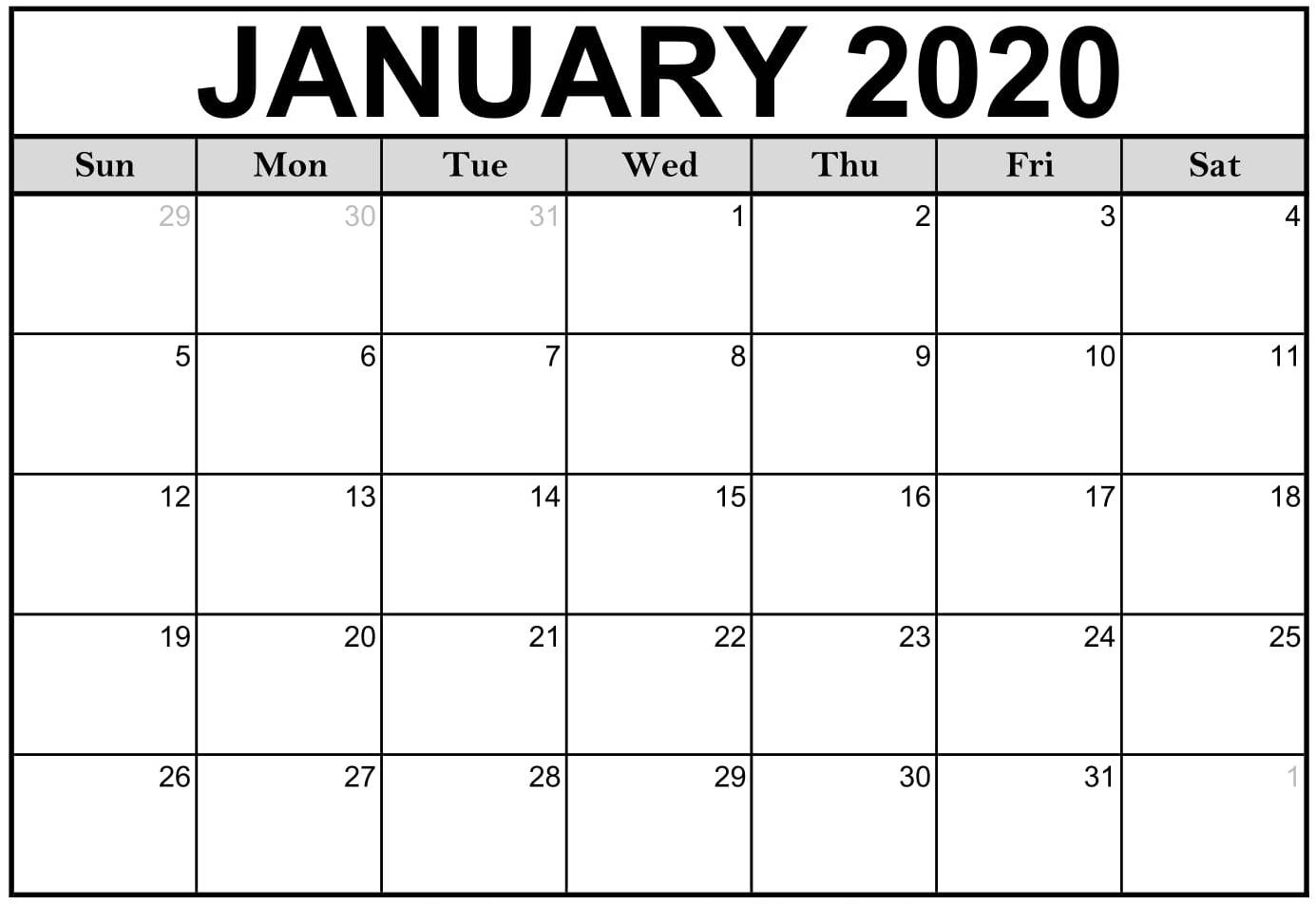 2020 Calendar You Can Edit