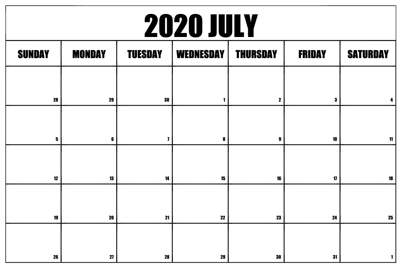 Free Printable July 2020 Calendar | Free Printable Calendar