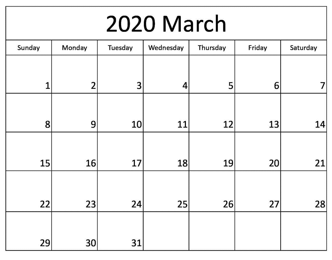 March 1 2020 Calendar | Calendar Printables Free Templates