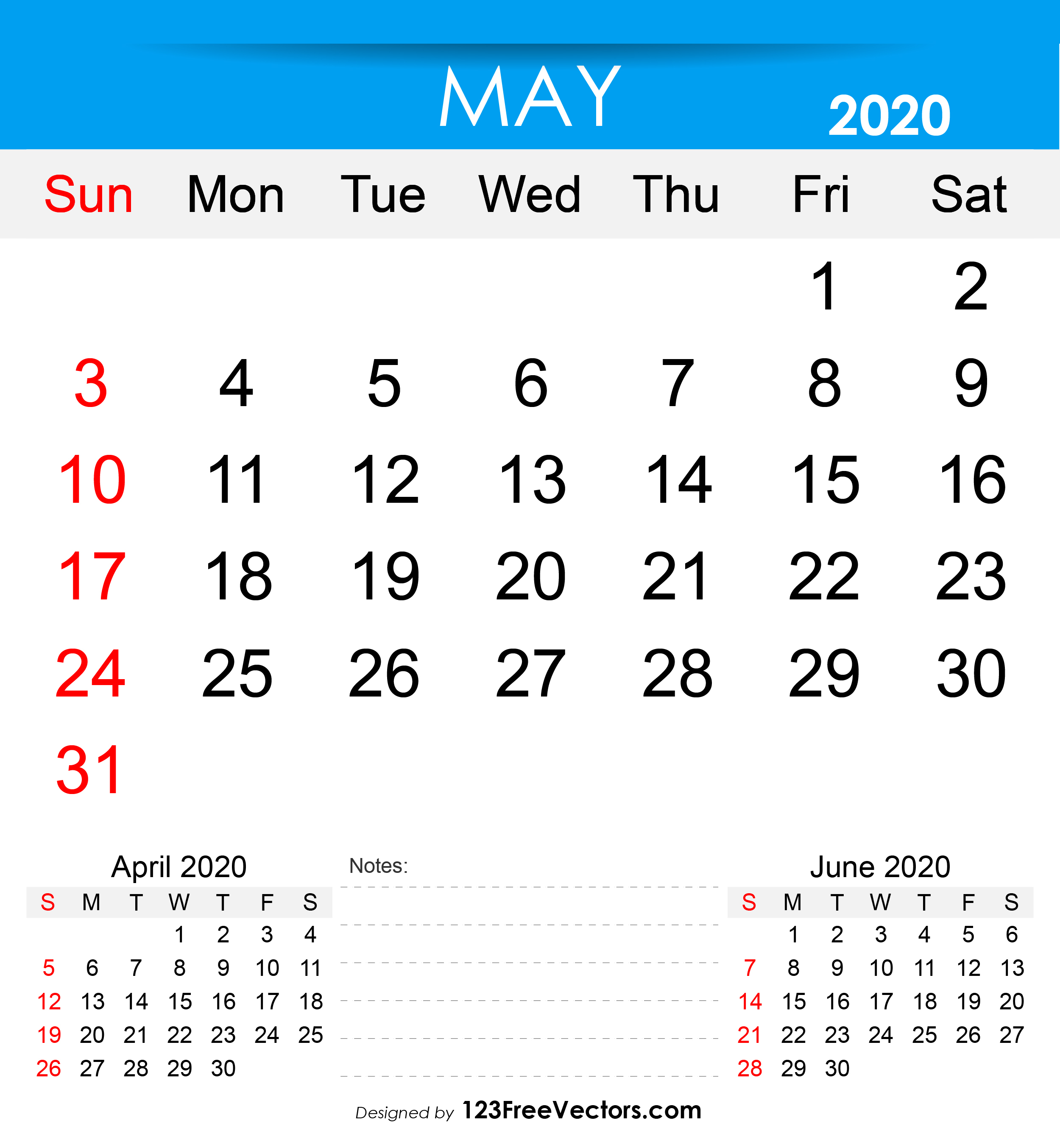 Free Printable May 2020 Calendar