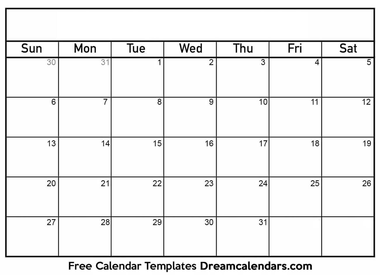 Free Printable Monthly Blank Calendar Templates Writable