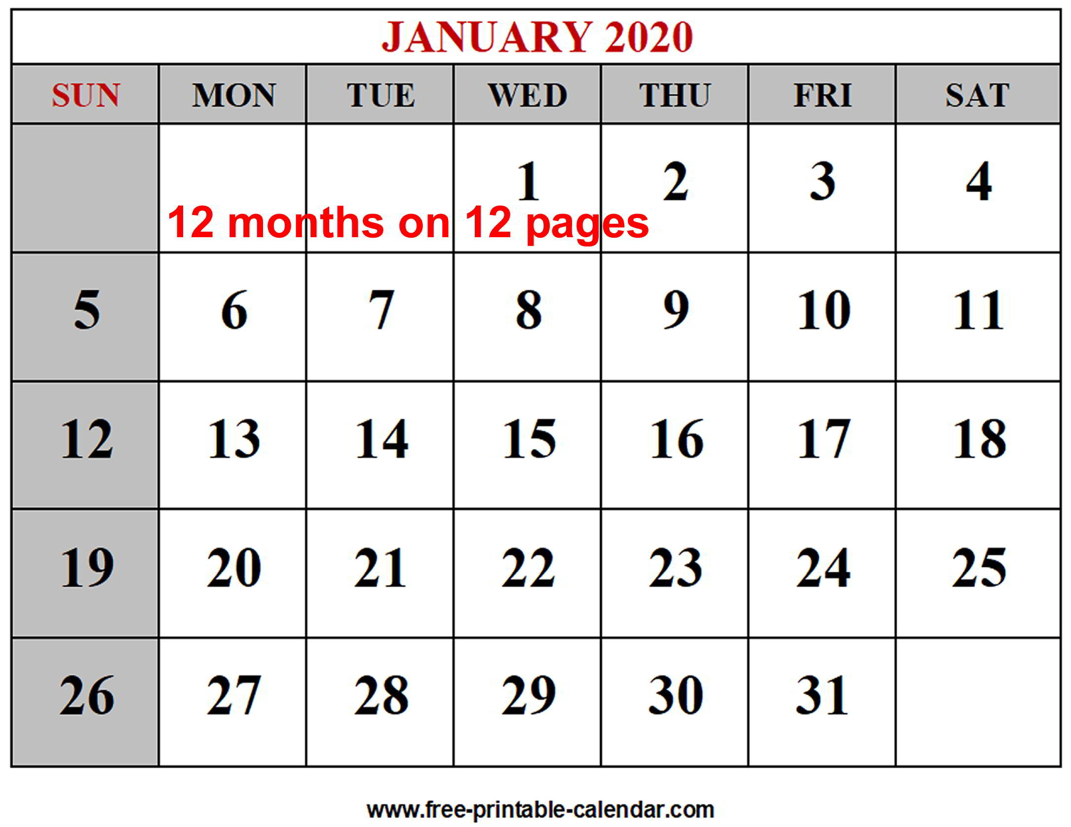 Free Printable Monthly Calendar Templates 2020 - Wpa.wpart.co