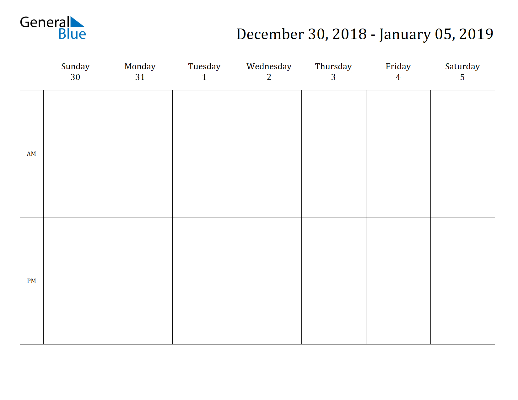 Free Printable Weekly Calendars For 2019 In Pdf Document Format