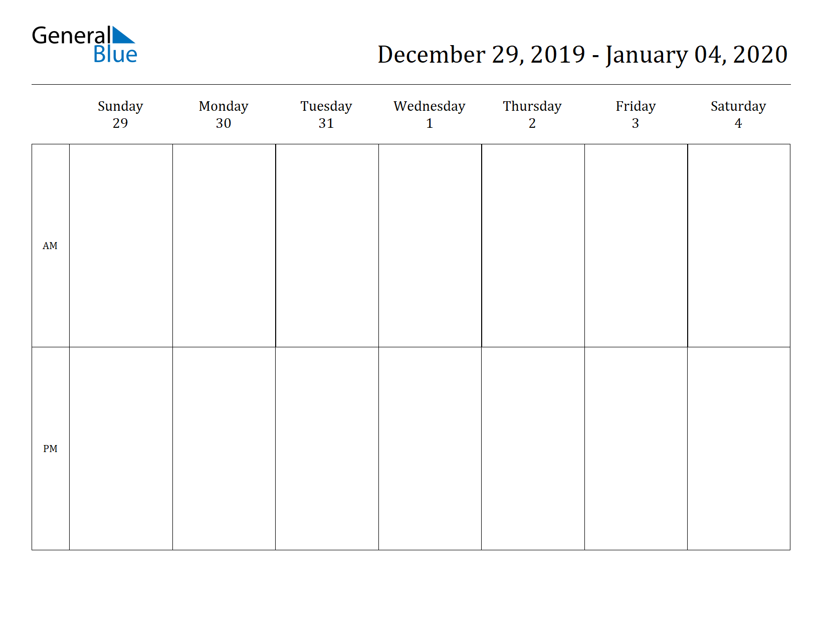 Free Printable Weekly Calendars For 2020 In Pdf Document Format