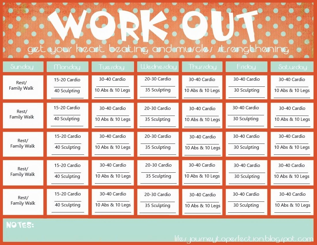 Free Printable Workout Calendar Template | Fitness | Calendrier