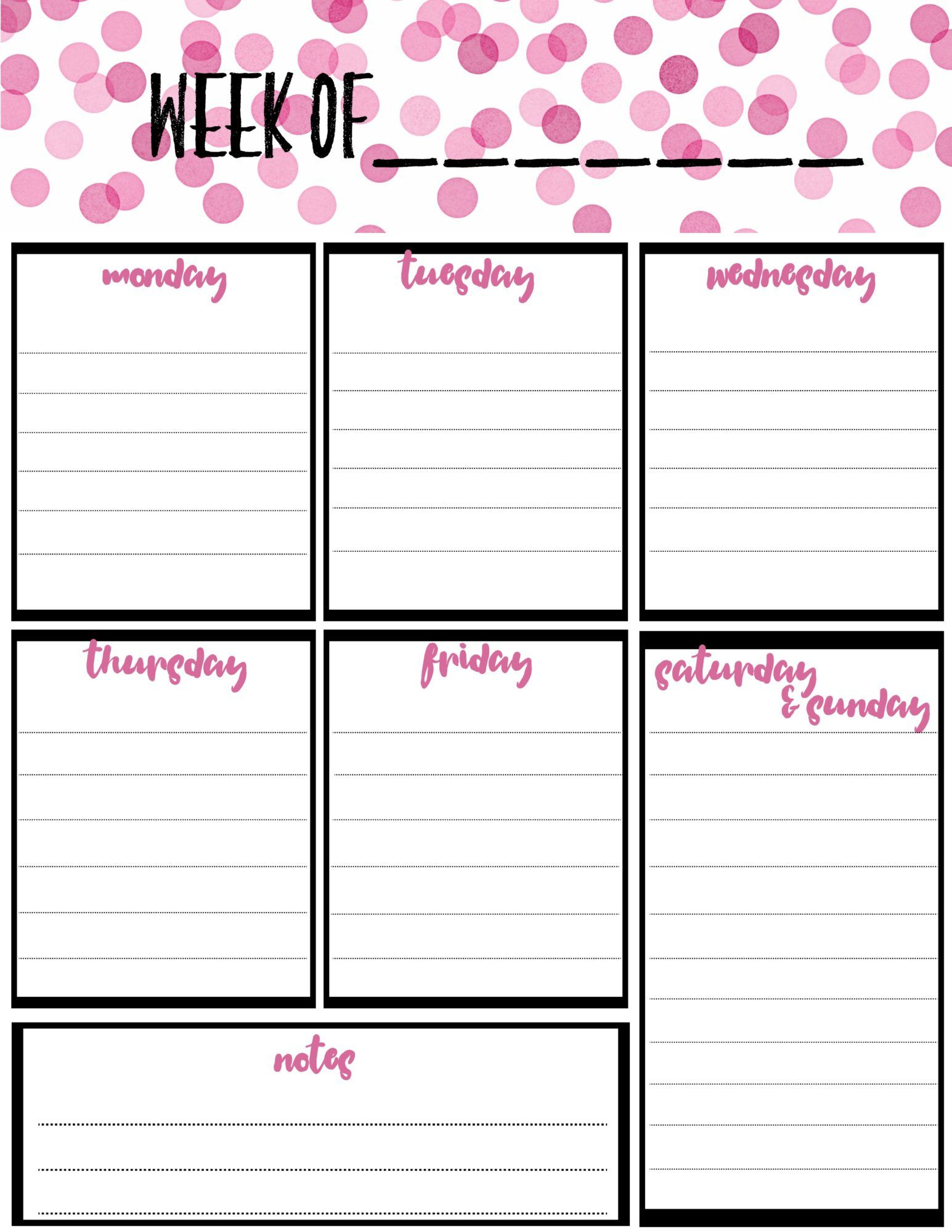 Free Weekly Calendar Planner Printable: Full And Half Size