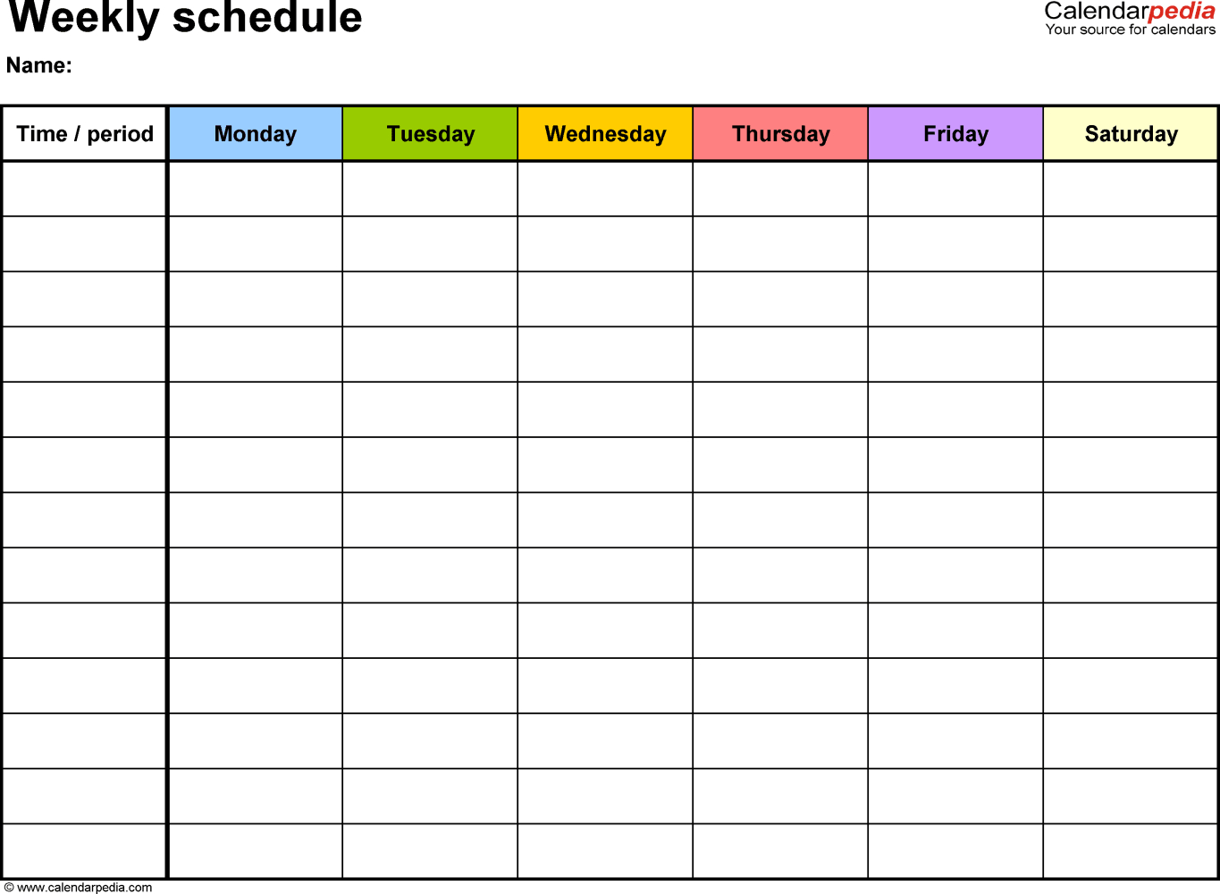 Free Weekly Schedule Templates For Excel - 18 Templates