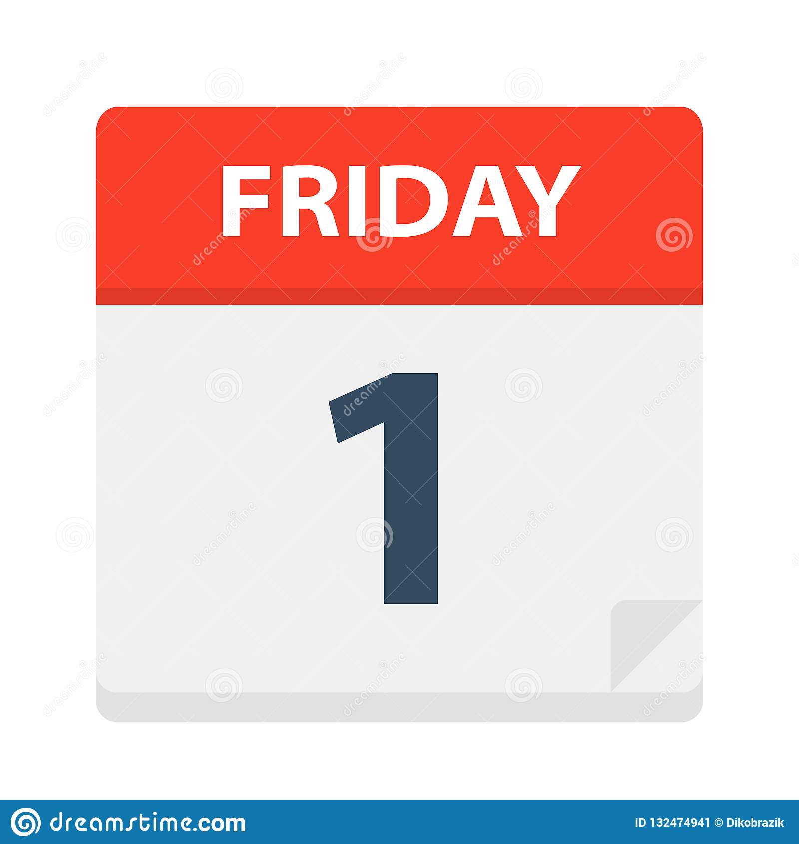 Friday 1 - Calendar Icon. Vector Illustration Of Week Day