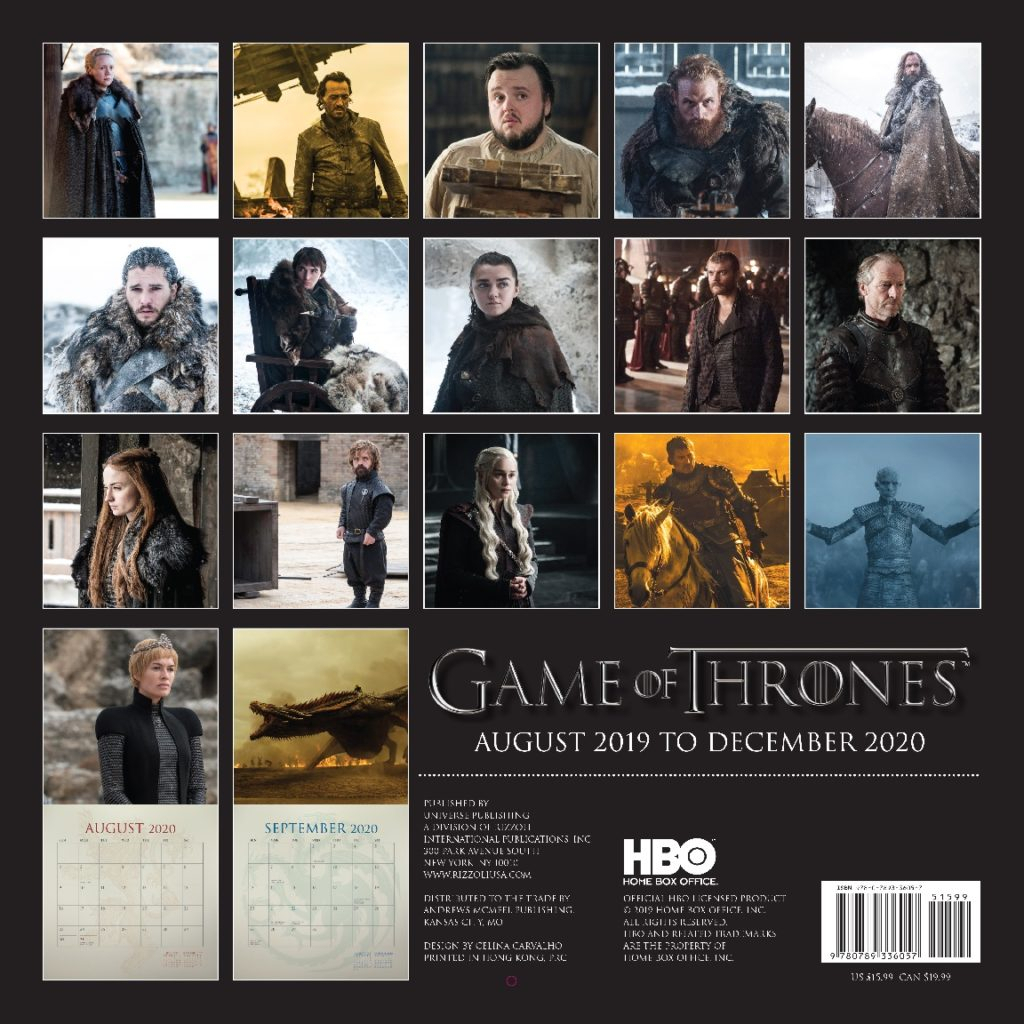 Game Of Thrones - 2020 Calendar (17 Months)